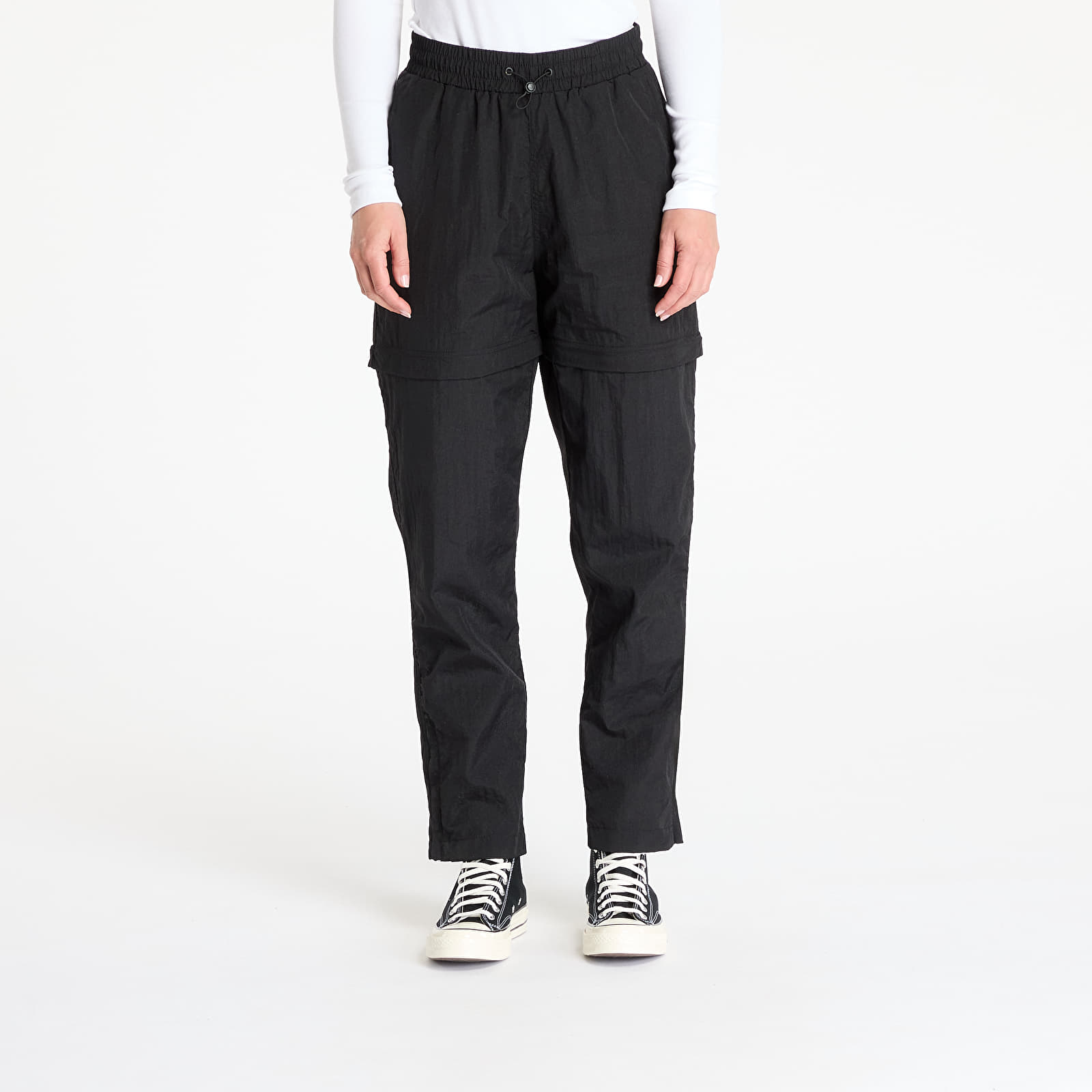 Jeans und Hosen Urban Classics Ladies Shiny Crinkle Nylon Zip Pants Black