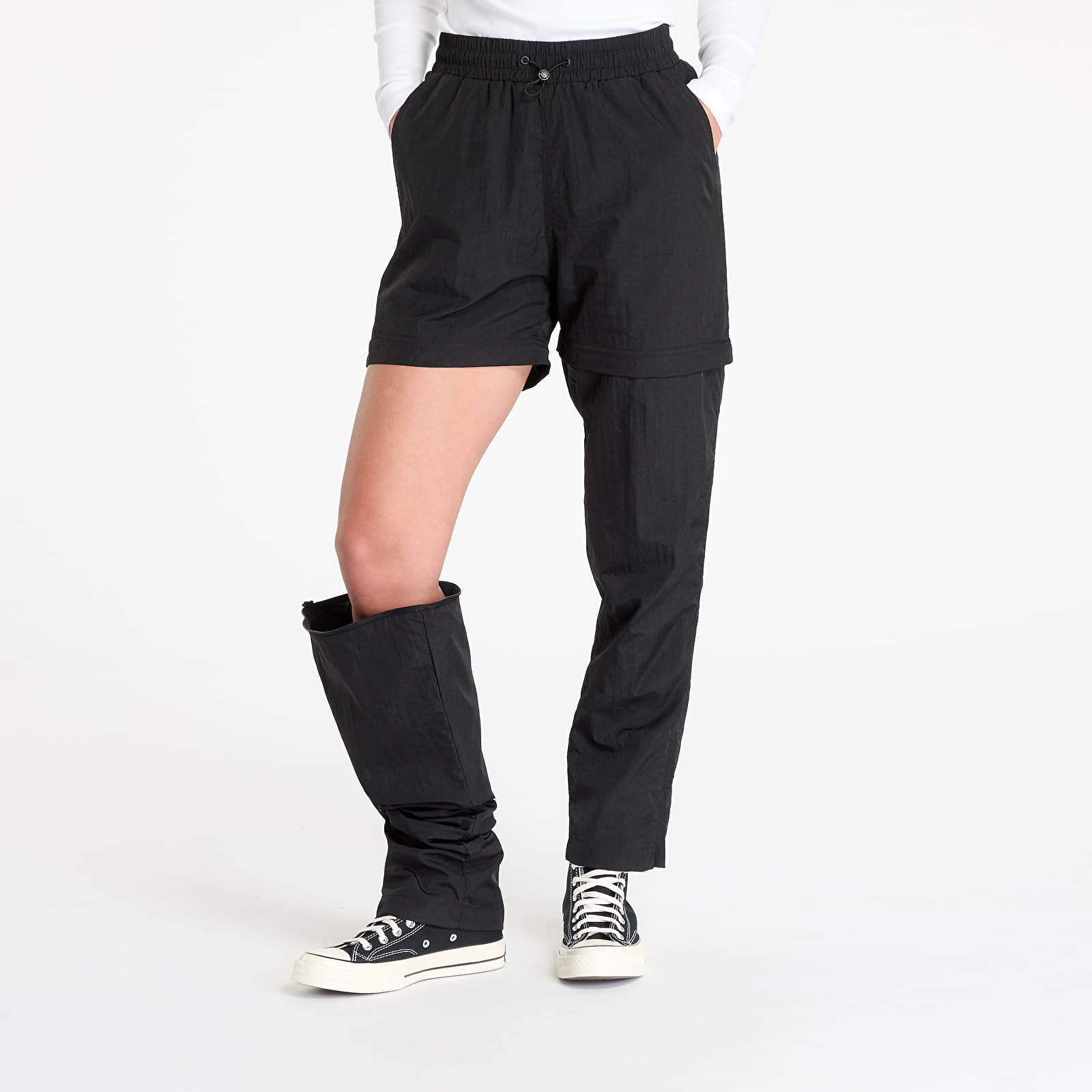 Jeans und Hosen Urban Classics Ladies Shiny Crinkle Nylon Zip Pants Black