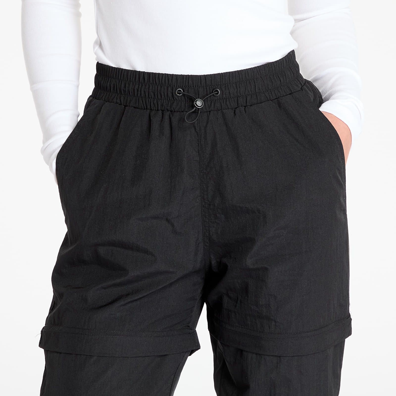 Jeans und Hosen Urban Classics Ladies Shiny Crinkle Nylon Zip Pants Black