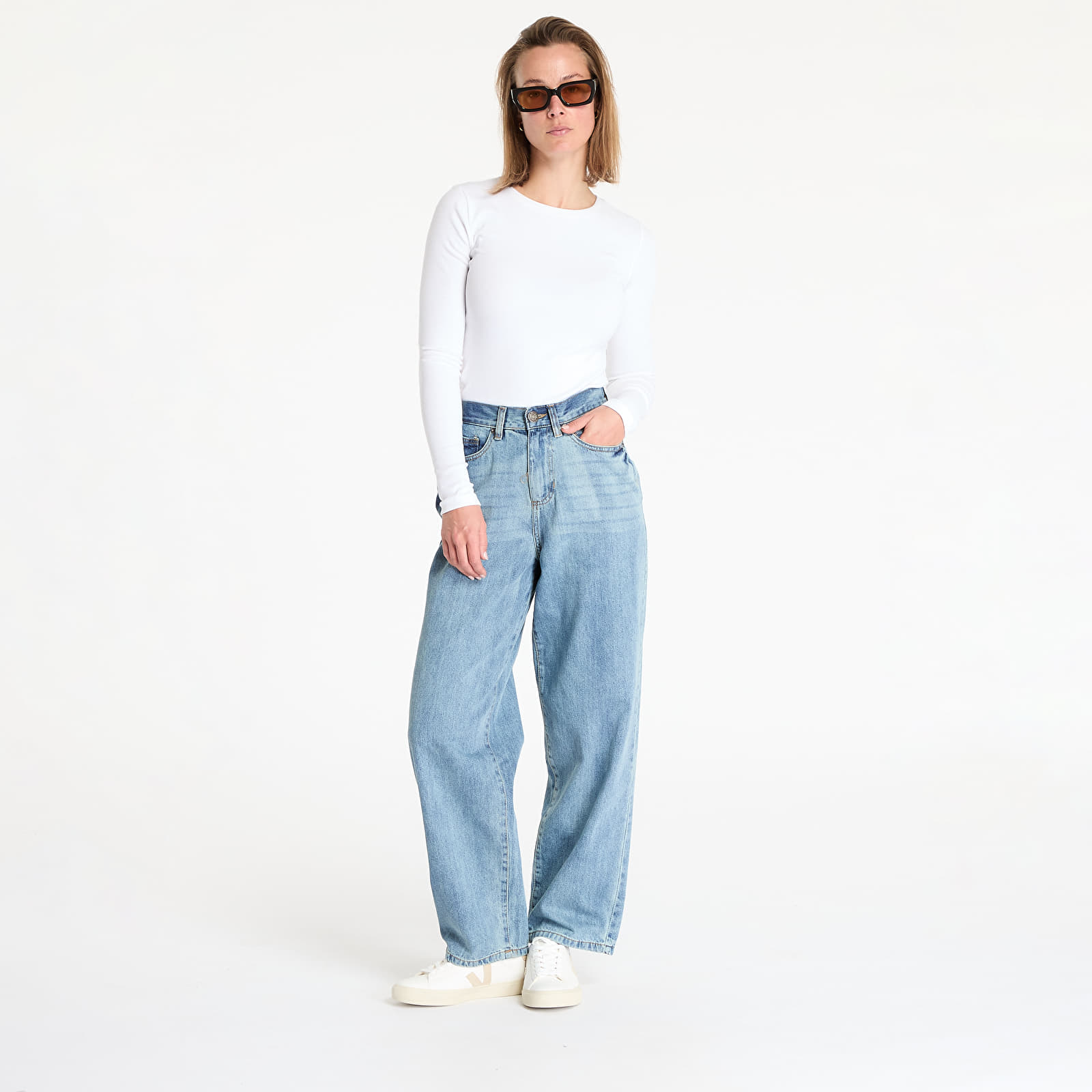 Jeans Urban Classics Ladies High Waist 90'SWide Leg Denim Pants Blue