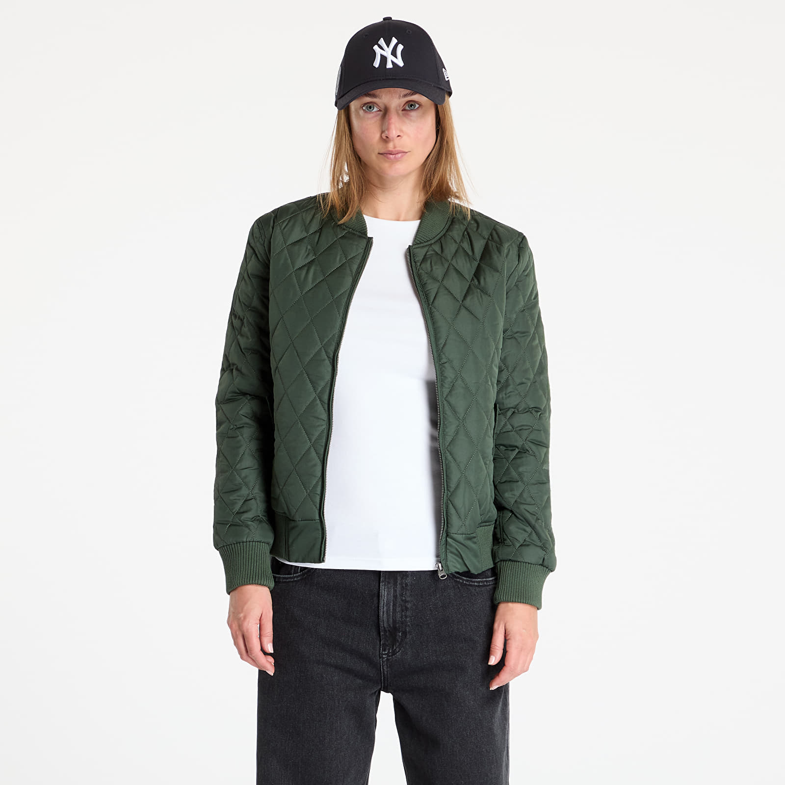 Joped Urban Classics Ladies Diamond Quilt Nylon Jacket Olive