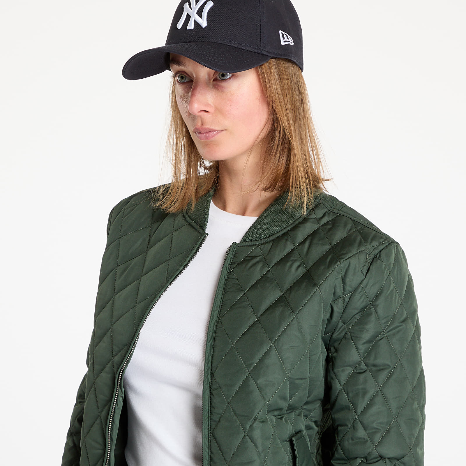 Joped Urban Classics Ladies Diamond Quilt Nylon Jacket Olive