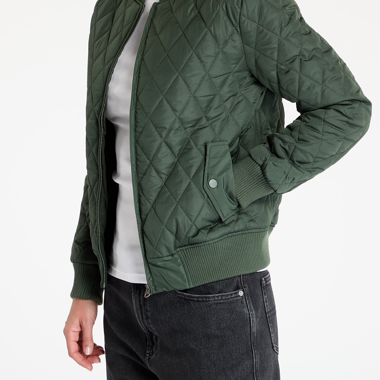 Joped Urban Classics Ladies Diamond Quilt Nylon Jacket Olive