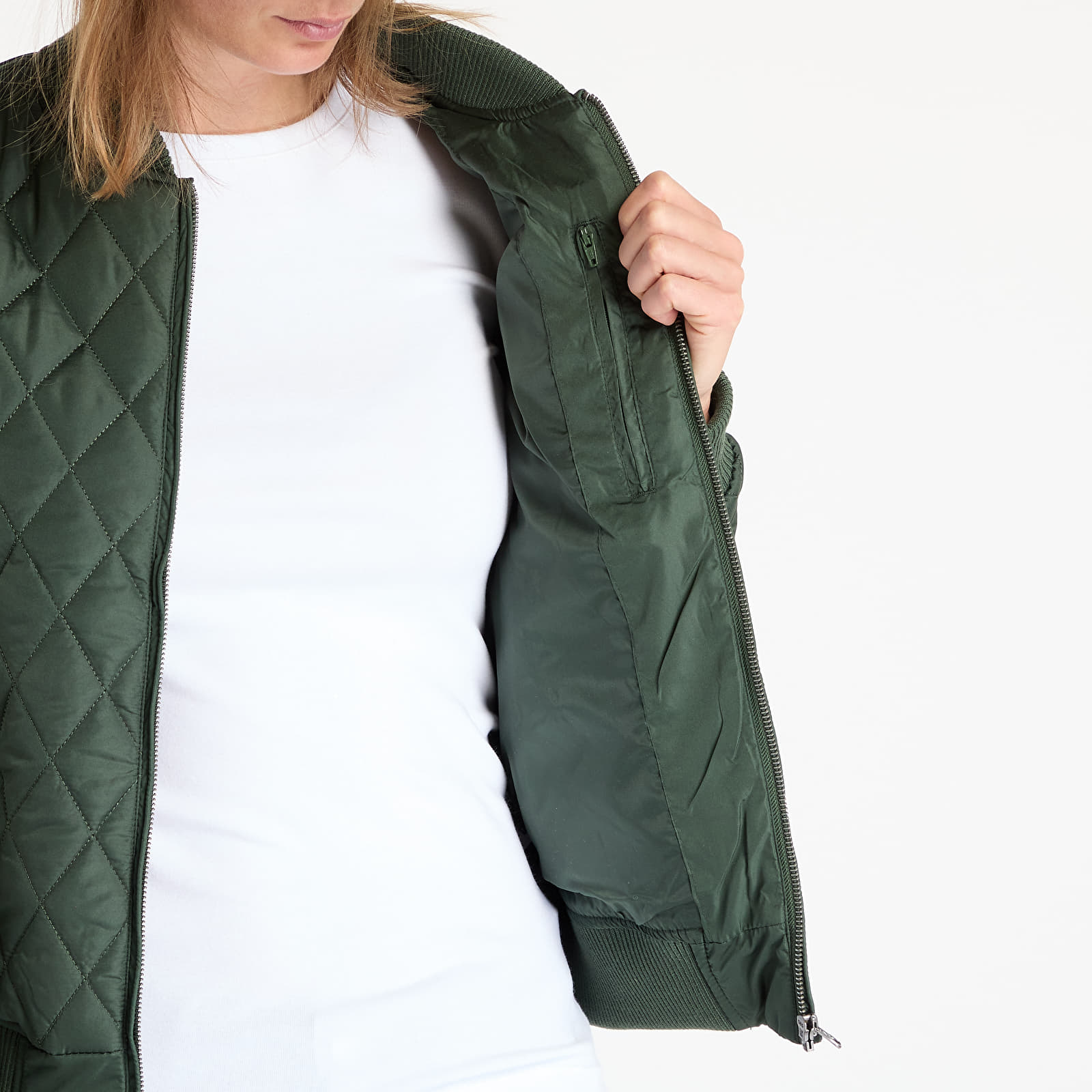 Joped Urban Classics Ladies Diamond Quilt Nylon Jacket Olive