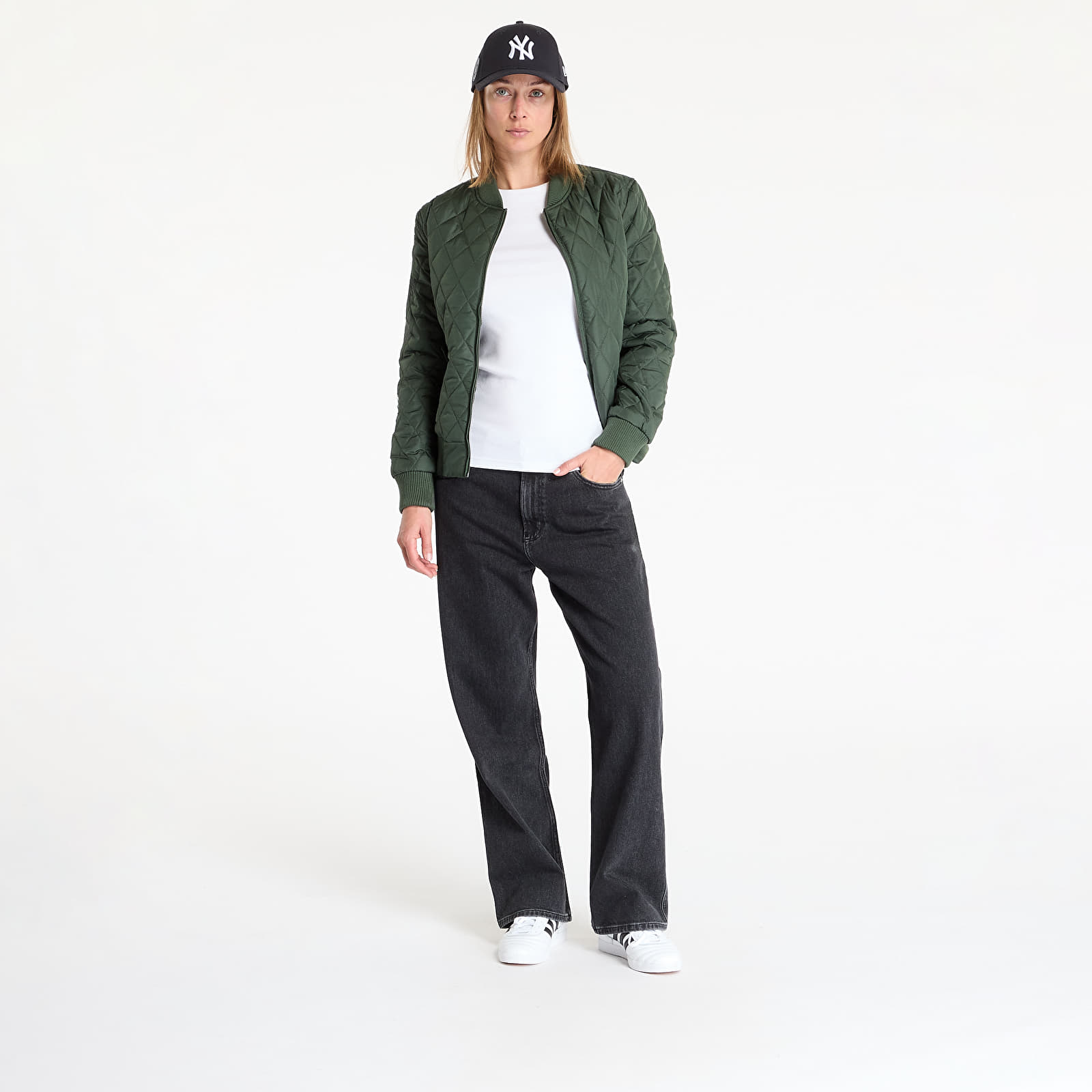 Joped Urban Classics Ladies Diamond Quilt Nylon Jacket Olive
