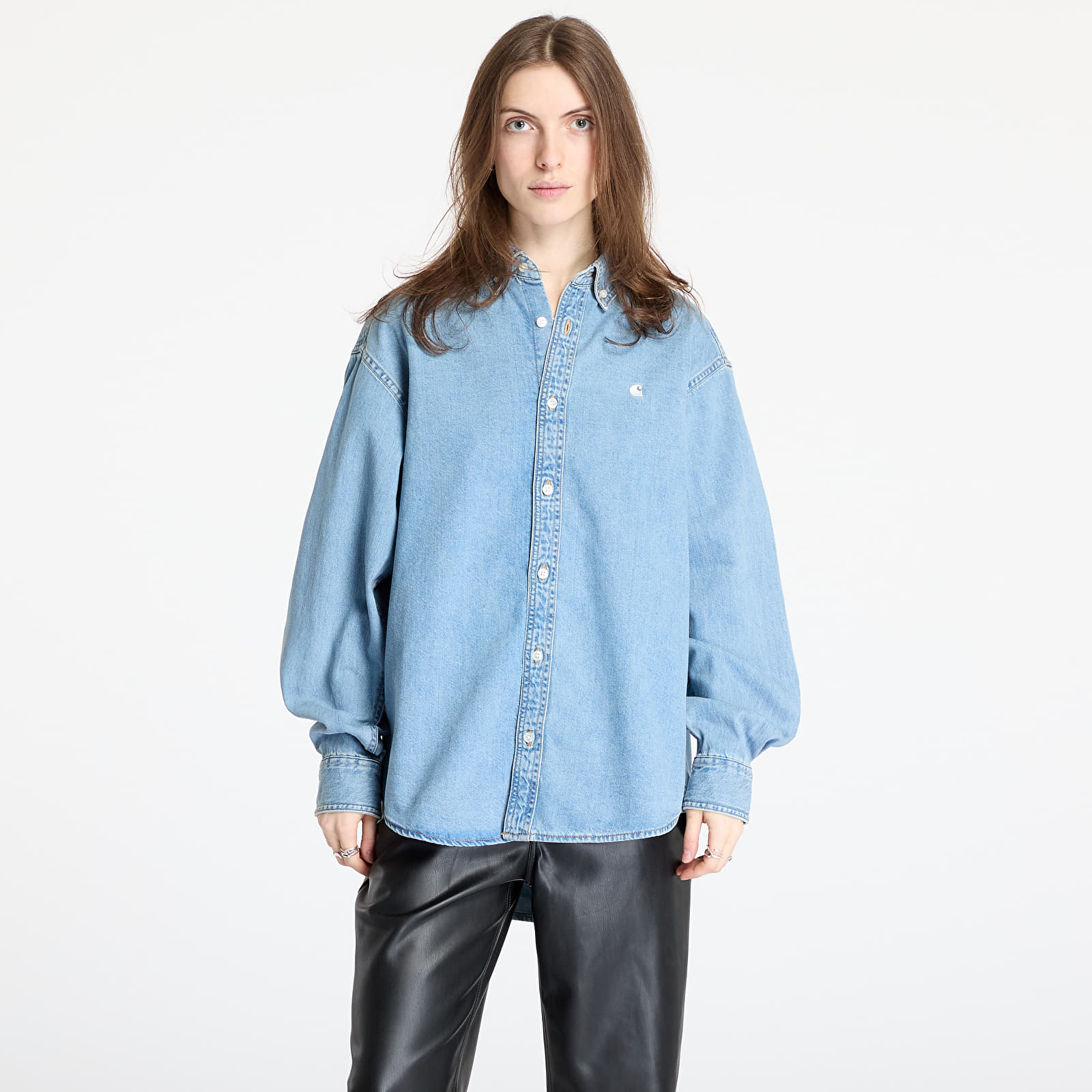 Meeste särgid Carhartt WIP L/S Lucas Shirt UNISEX Blue Bleached
