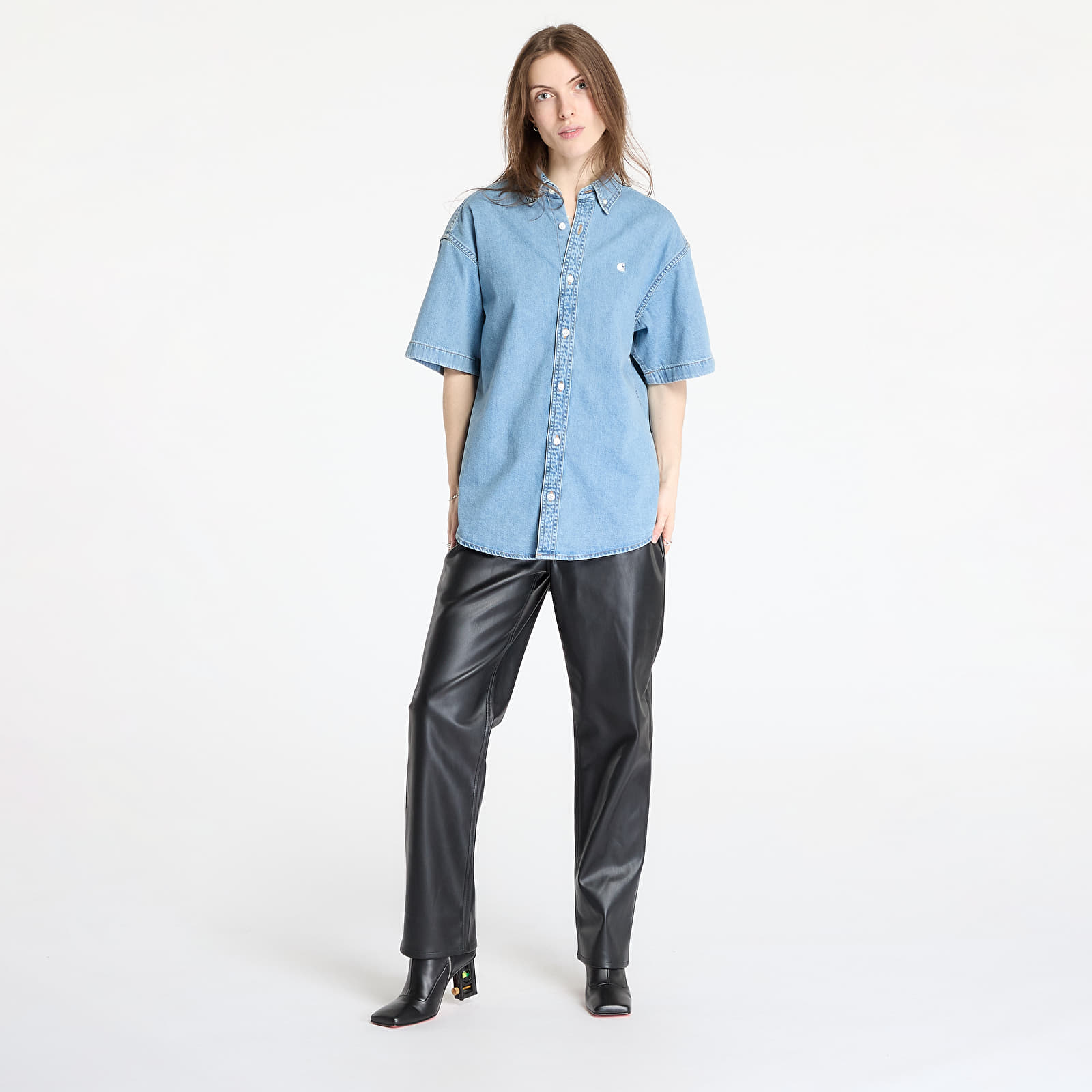 Meeste särgid Carhartt WIP S/S Lucas Shirt UNISEX Blue Bleached