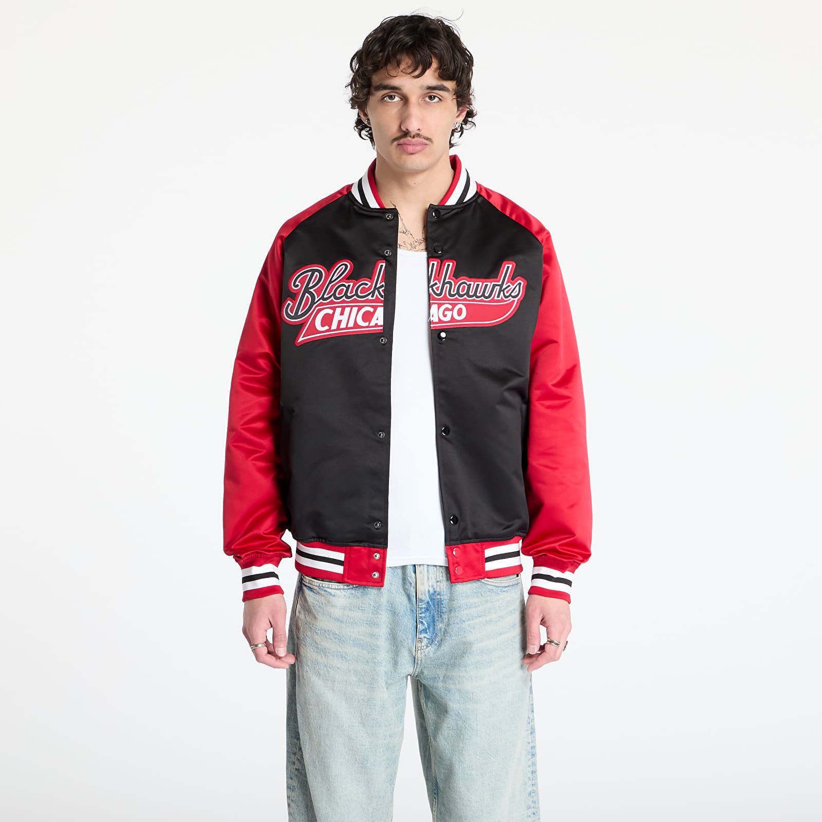 Veste NHL Double Clutch Lw Satin Vintage Logo Blackhawks Jacket / L - Mitchell & Ness - Modalova