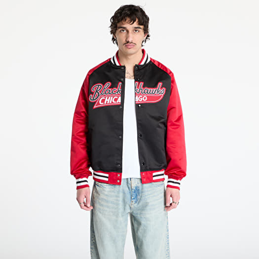 Bunda Mitchell & Ness NHL Double Clutch Lw Satin Vintage Logo Blackhawks Jacket Black/ Scarlet