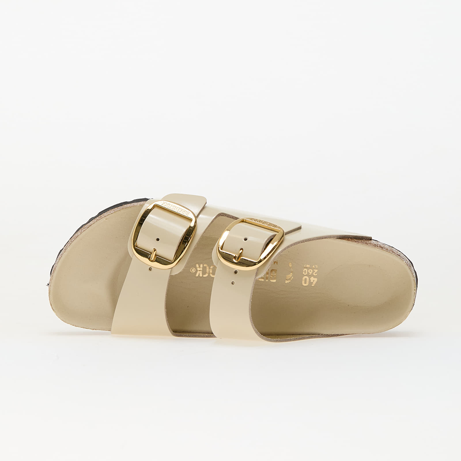 Дамски кецове и обувки Birkenstock Arizona Big Buckle Natural Leather Patent High-Shine Ecru