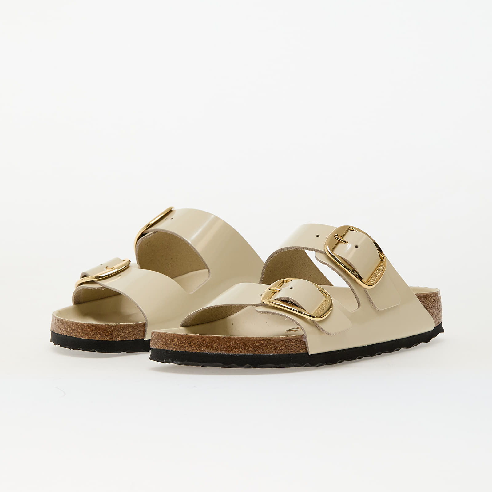 Дамски кецове и обувки Birkenstock Arizona Big Buckle Natural Leather Patent High-Shine Ecru