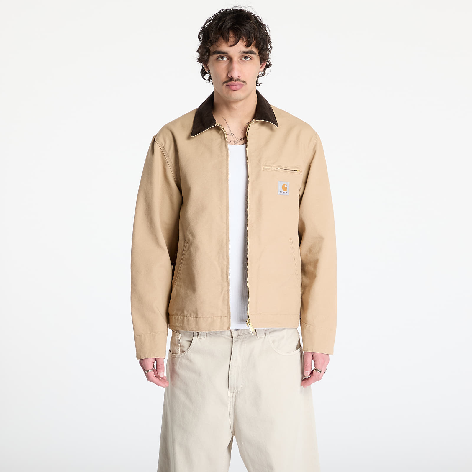 Férfi kabátok Carhartt WIP Detroit Jacket UNISEX Dusty H Brown/ Tobacco Rinsed