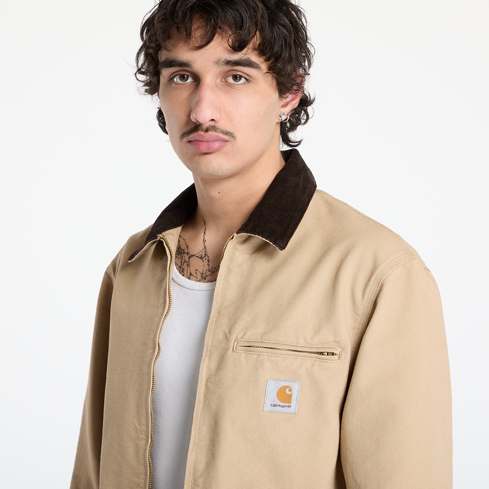 Férfi kabátok Carhartt WIP Detroit Jacket UNISEX Dusty H Brown/ Tobacco Rinsed