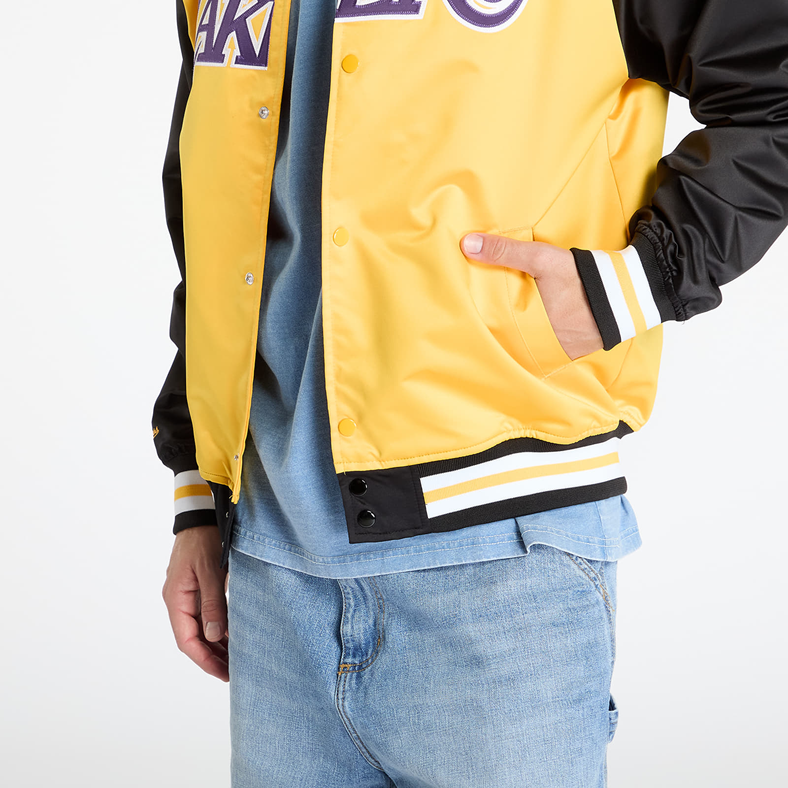 Joped Mitchell & Ness NBA Double Clutch Lw Satin Jacket Vintage Logo Lakers Black/ Gold