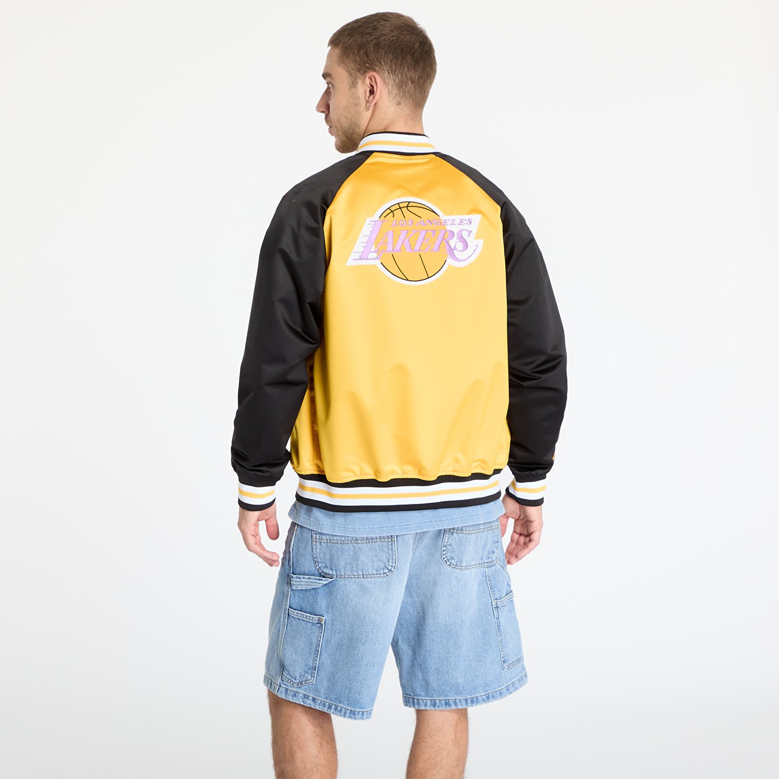 Joped Mitchell & Ness NBA Double Clutch Lw Satin Jacket Vintage Logo Lakers Black/ Gold