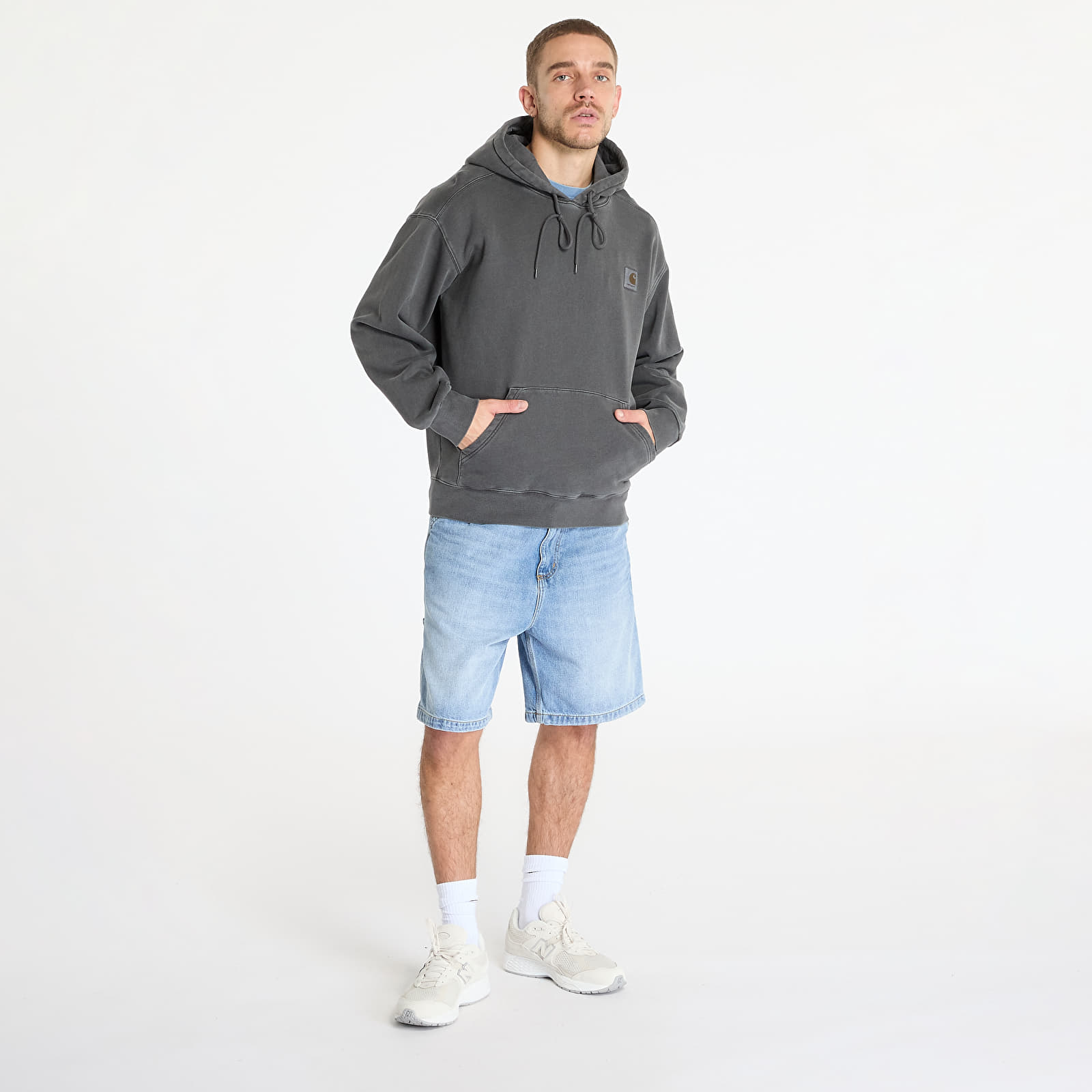 Sudaderas Carhartt WIP Hooded Nelson Sweat UNISEX Graphite Garment Dyed