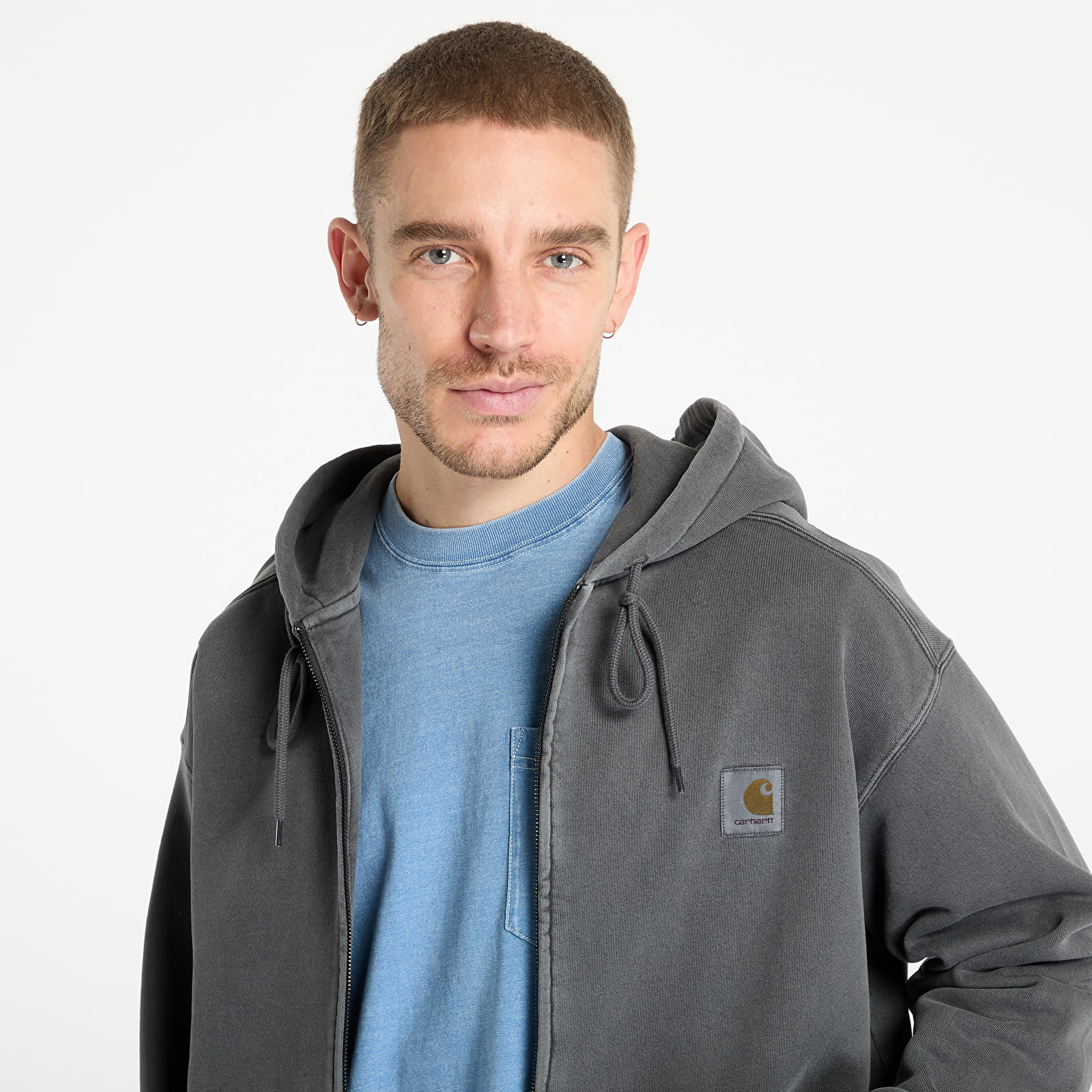 Sudaderas Carhartt WIP Hooded Nelson Jacket UNISEX Graphite Garment Dyed