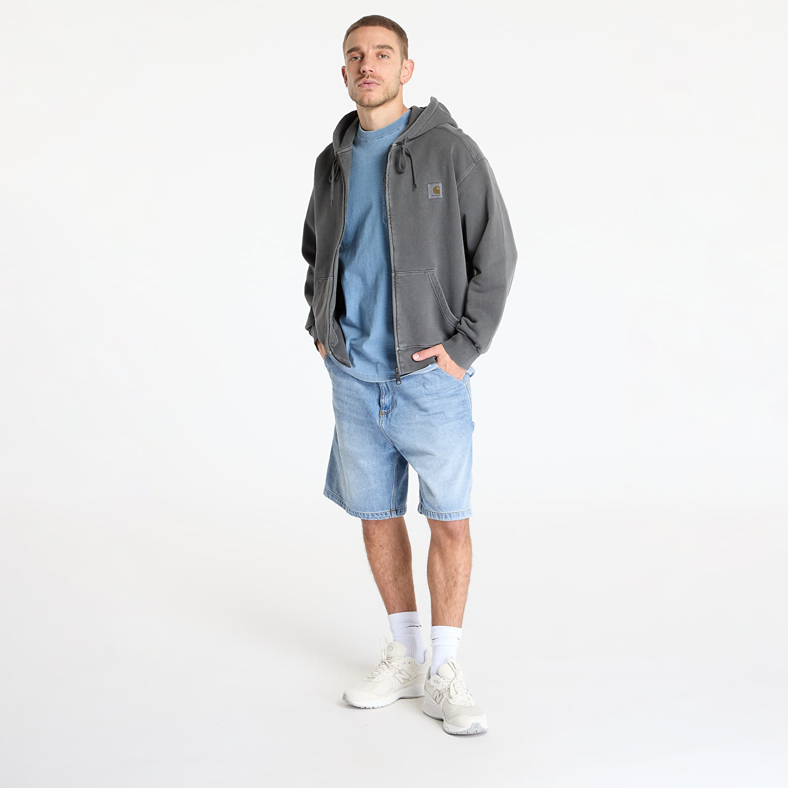 Sudaderas Carhartt WIP Hooded Nelson Jacket UNISEX Graphite Garment Dyed