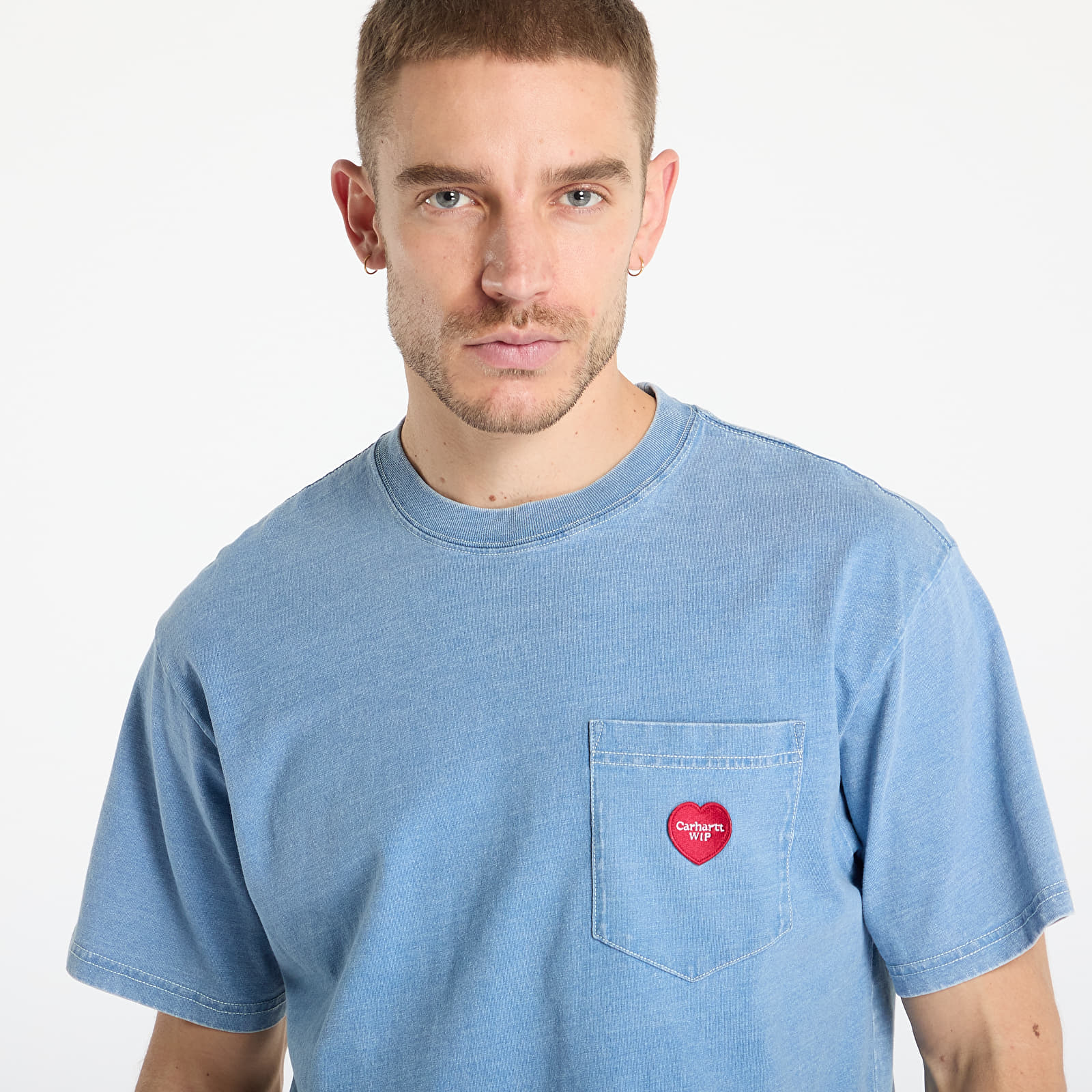 Miesten T-paidat Carhartt WIP S/S Ingo Pocket T-Shirt UNISEX Light Blue Garment Dyed