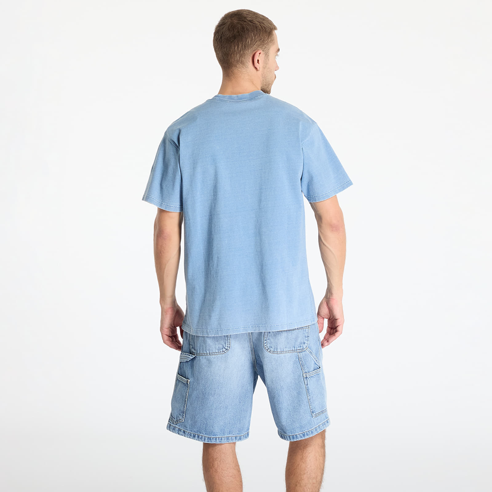 Miesten T-paidat Carhartt WIP S/S Ingo Pocket T-Shirt UNISEX Light Blue Garment Dyed