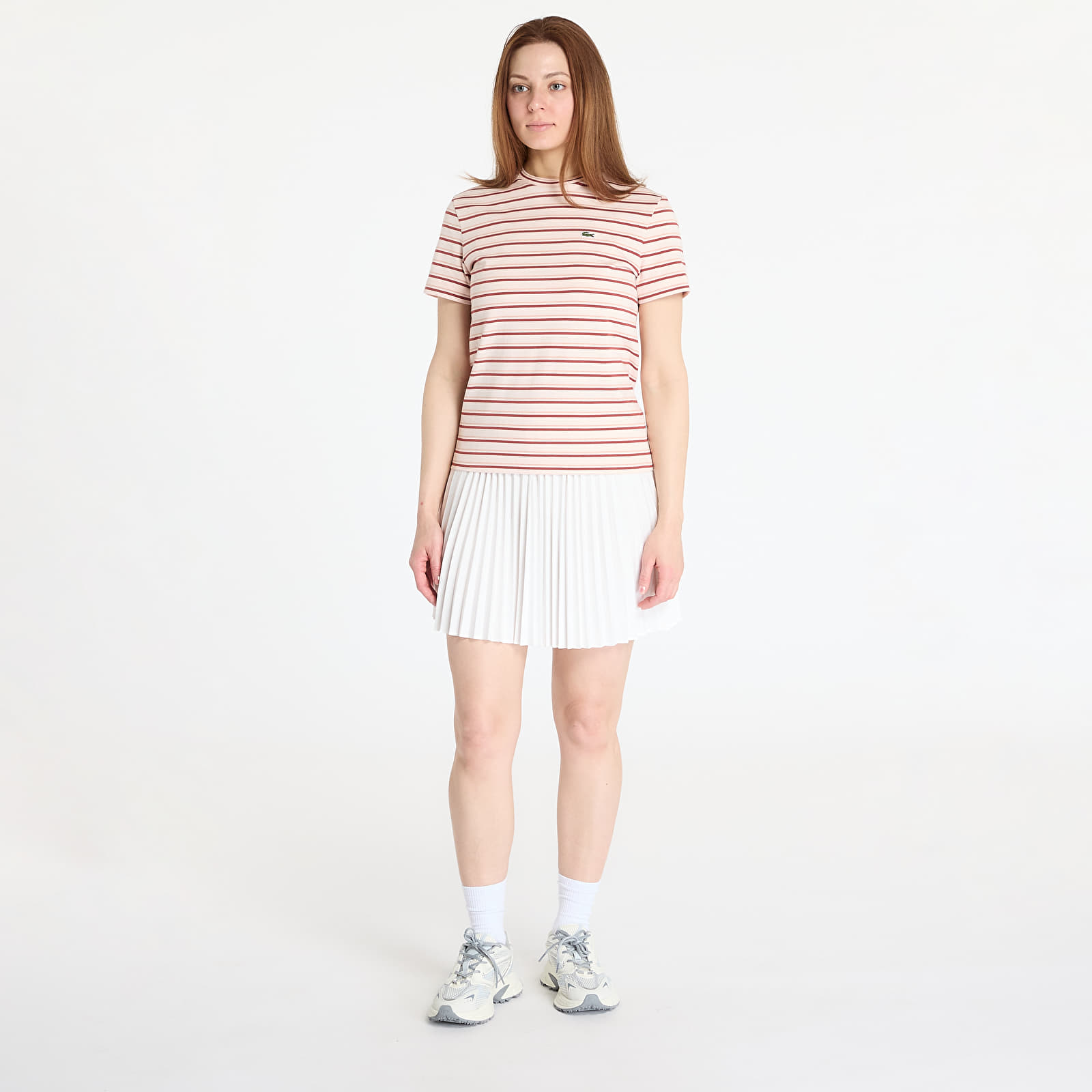 Camisetas LACOSTE Striped T-shirt Angora/ Latte/ Iberis