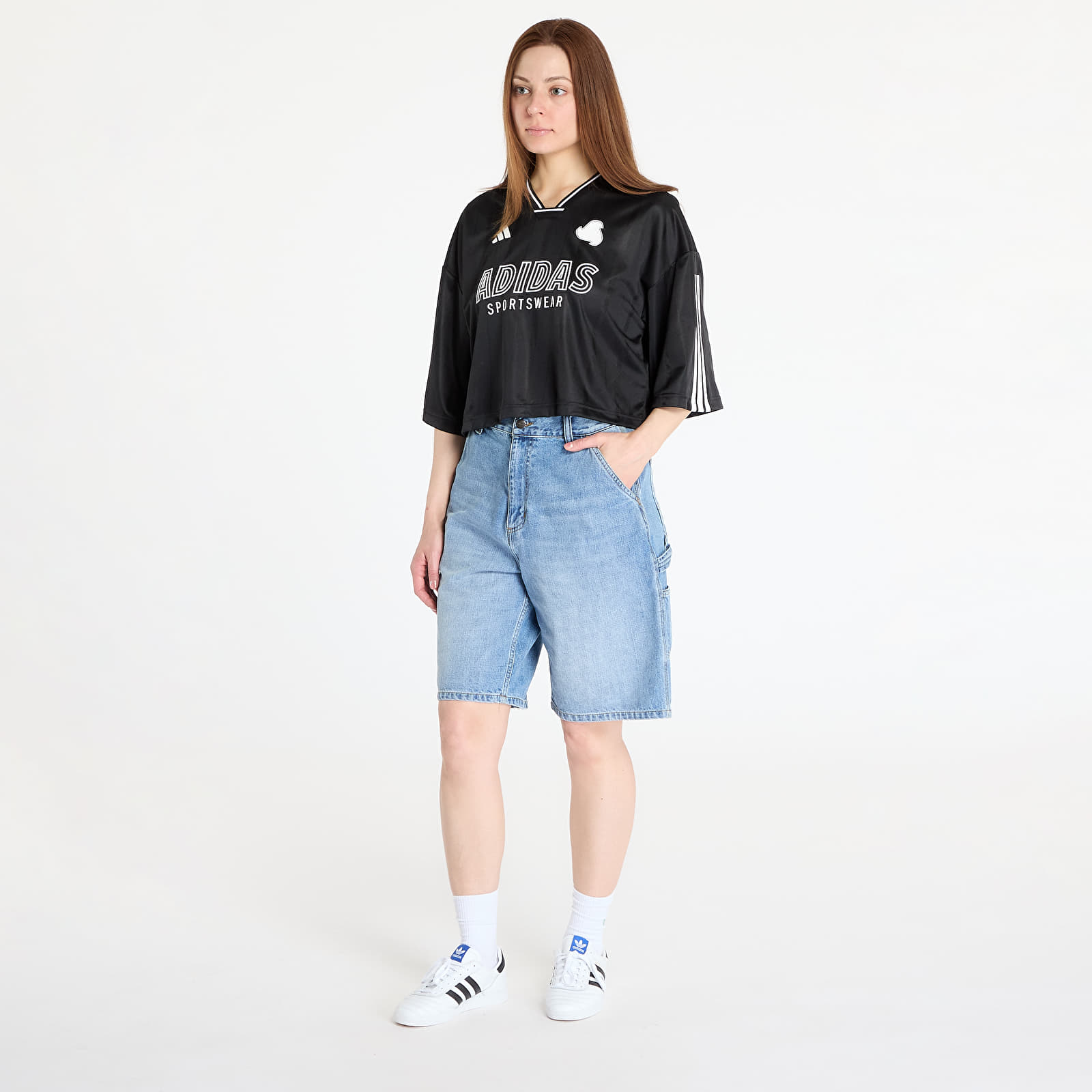 Camisetas adidas Tiro Cut 3 Stripes Oversized Mesh Jersey Black/ White