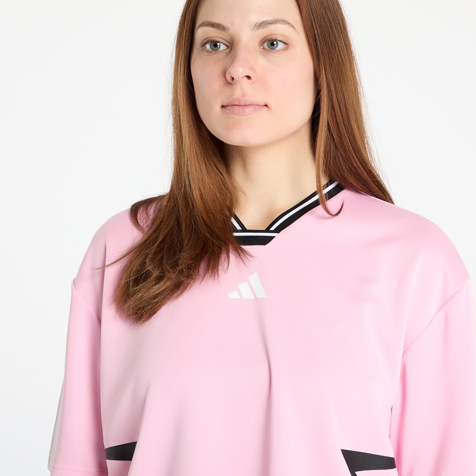 Camisetas adidas Tiro Cut 3 Stripes Color Block Boyfriend T-Shirt True Pink/ Black/ White
