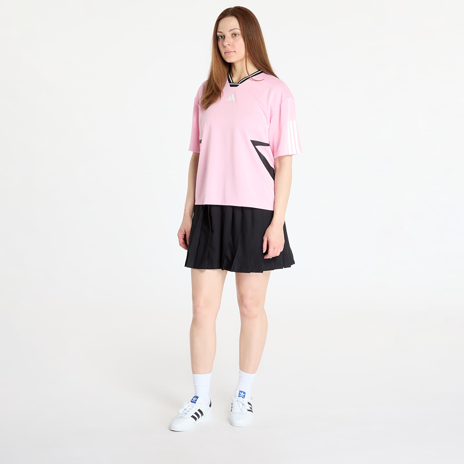 Camisetas adidas Tiro Cut 3 Stripes Color Block Boyfriend T-Shirt True Pink/ Black/ White