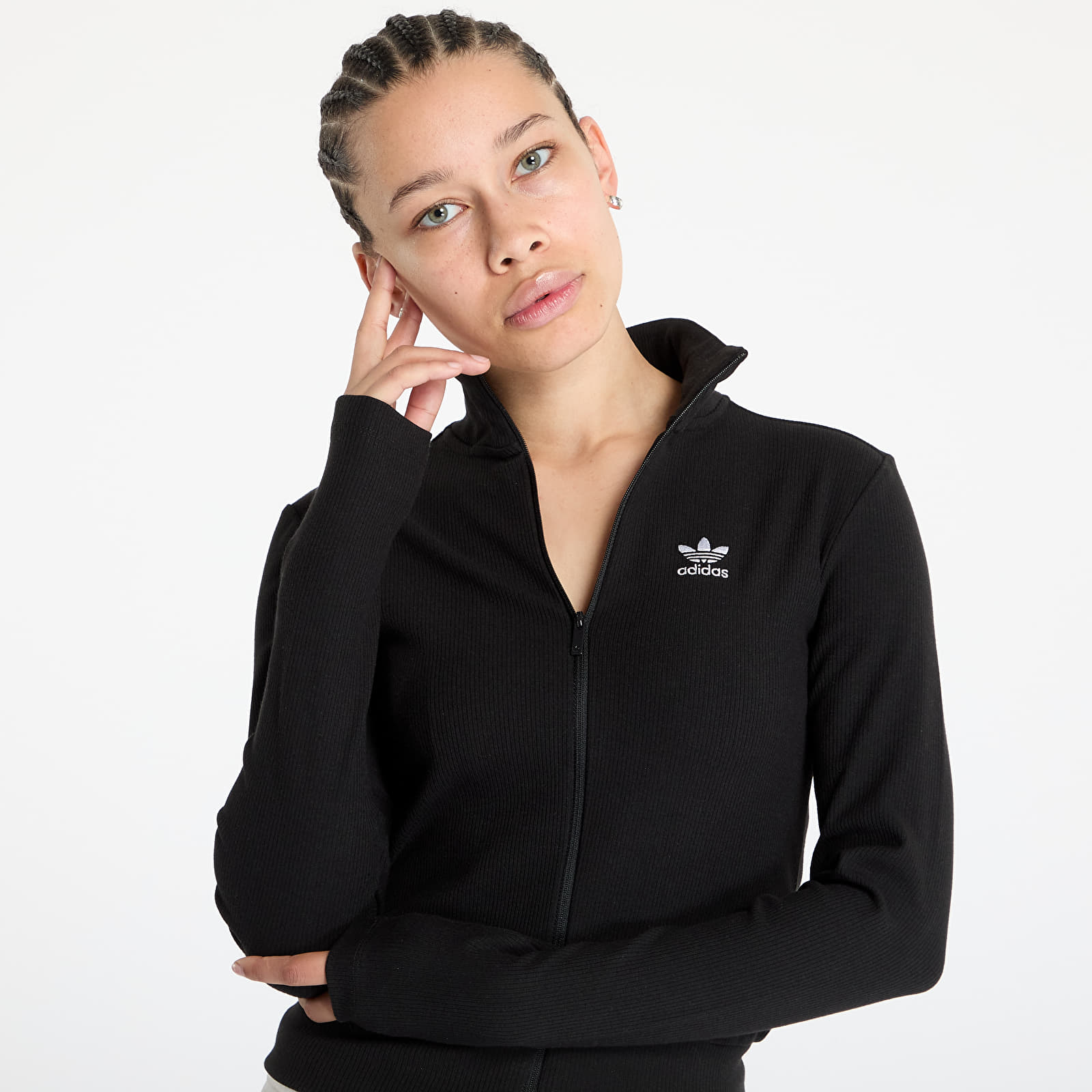 Sudaderas de mujer adidas Essentials Rib Full Zip Tracktop Black/ Black