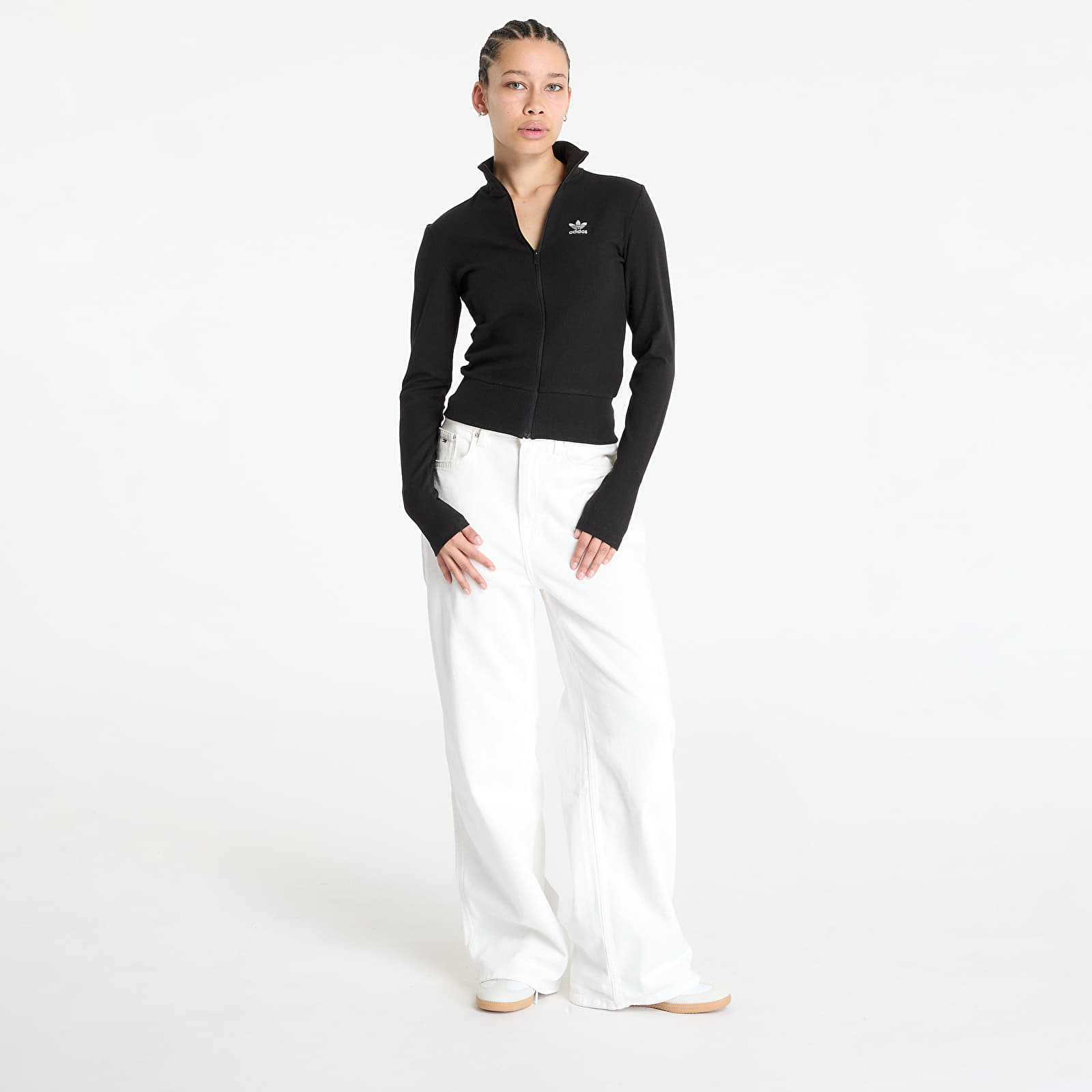 Sudaderas de mujer adidas Essentials Rib Full Zip Tracktop Black/ Black