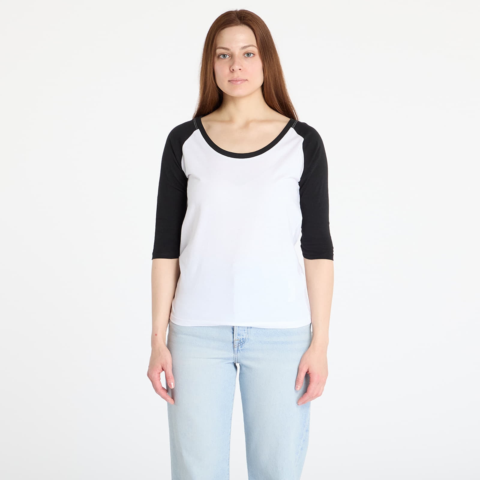 Tricou Urban Classics Ladies 3/4 Contrast Raglan White/ Black M