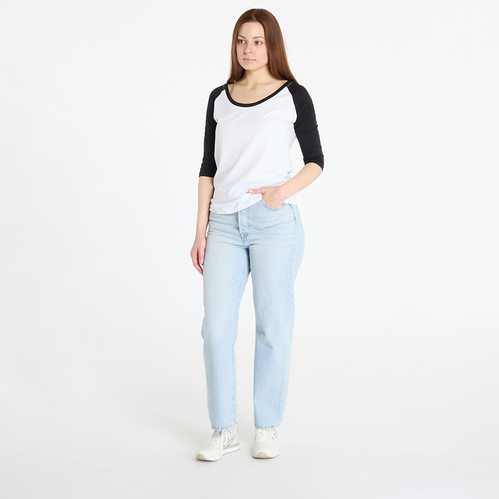 Koszulki Urban Classics Ladies 3/4 Contrast Raglan White/ Black