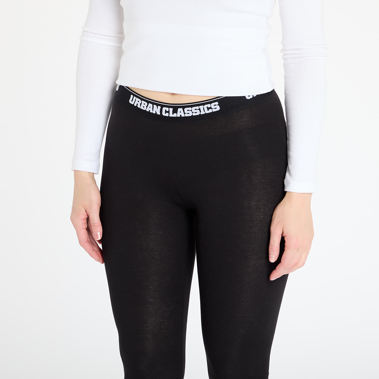 Legíny Urban Classics Ladies Logo Leggings Black