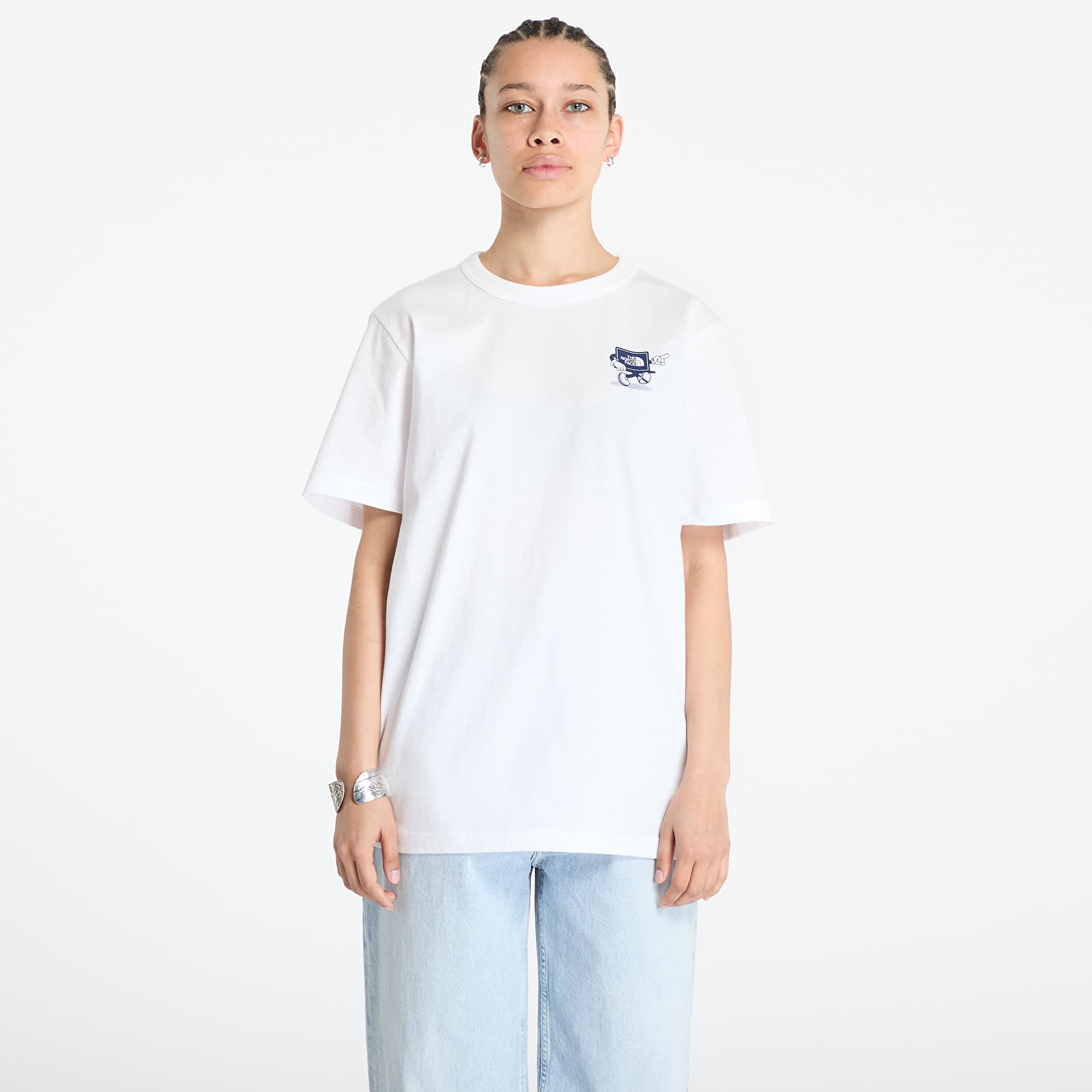 Meeste T-särgid The North Face Unisex Shortsleeve Cartoon Logo Relaxed Tee UNISEX TNF White