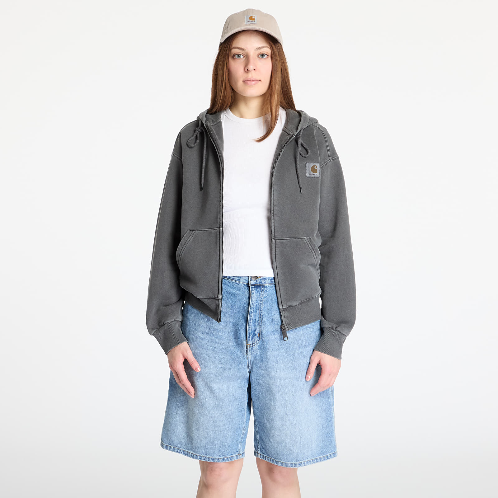 Sudaderas Carhartt WIP Hooded Nelson Jacket UNISEX Graphite Garment Dyed