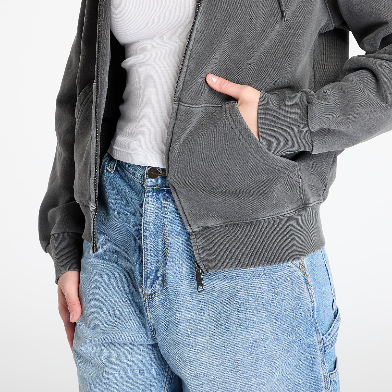 Sudaderas Carhartt WIP Hooded Nelson Jacket UNISEX Graphite Garment Dyed
