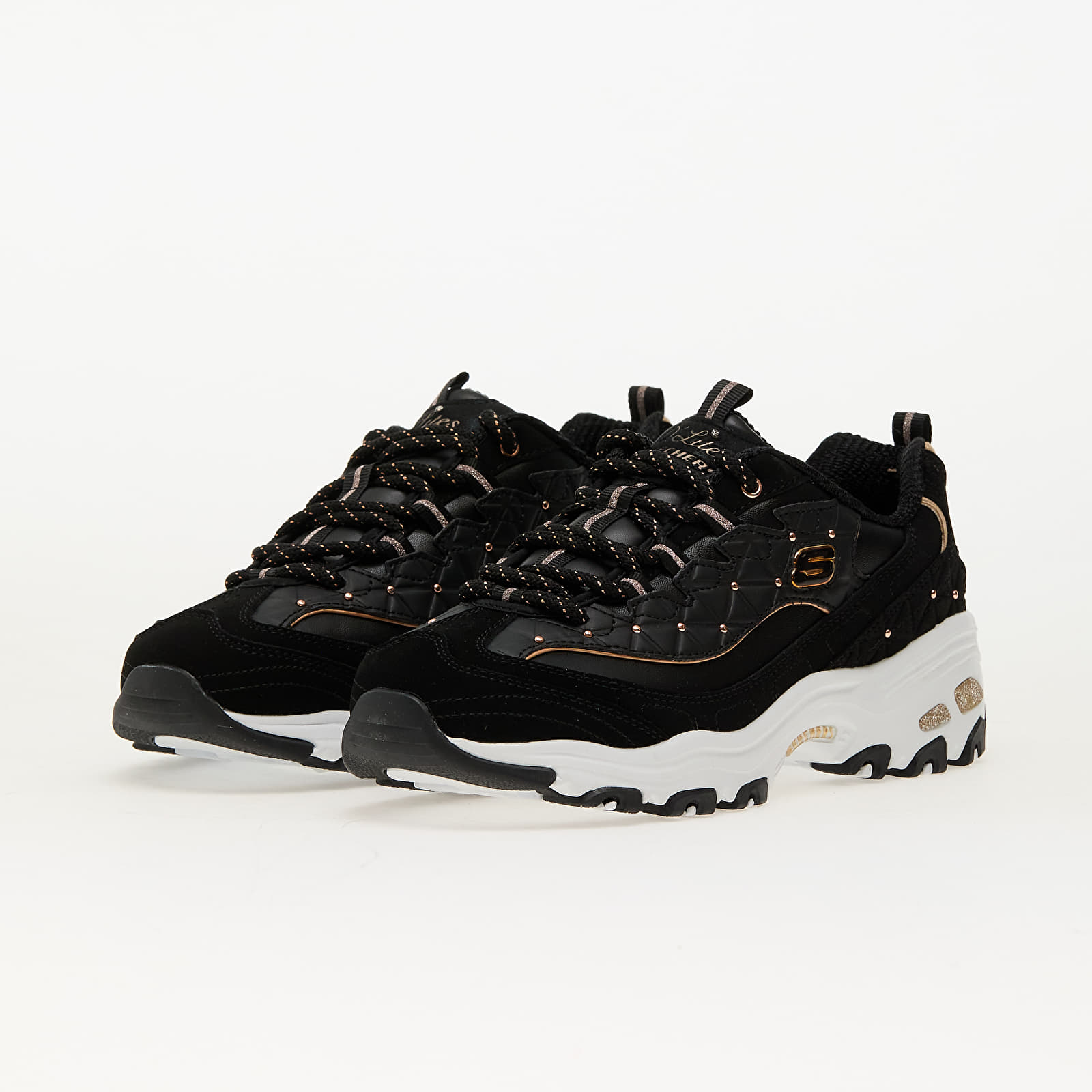 Women's sneakers and shoes Skechers D'Lites-Glamour Feels Black/ Rose Gold