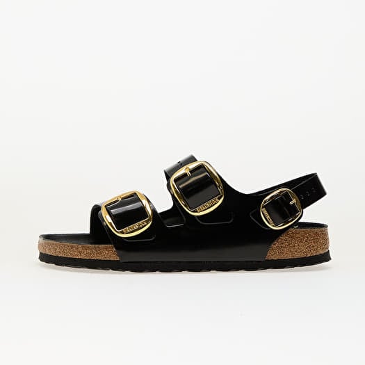 Birkenstock Milano Big Buckle Natural Leather Patent High-Shine Black
