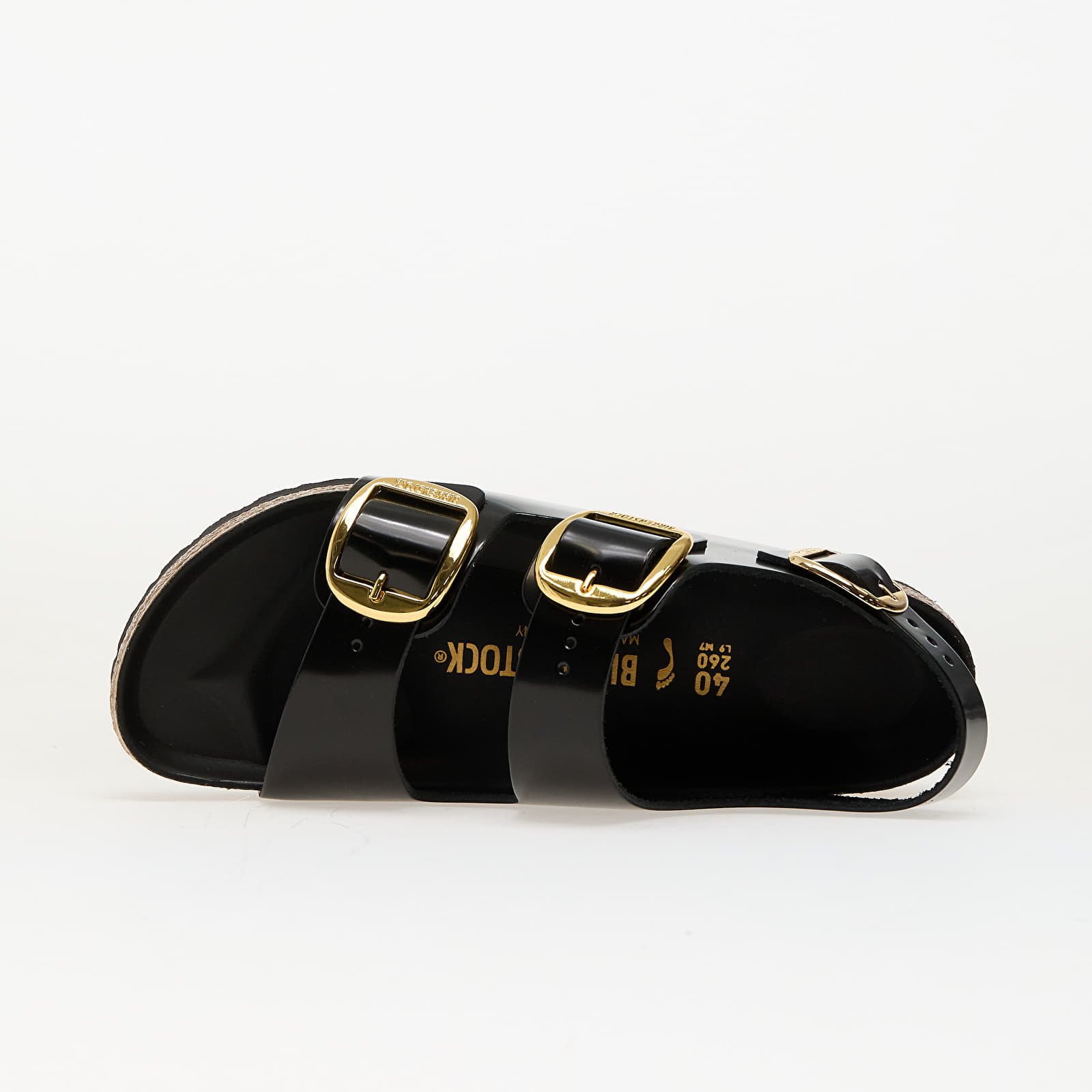 Naiste tossud ja kingad Birkenstock Milano Big Buckle Natural Leather Patent High-Shine Black