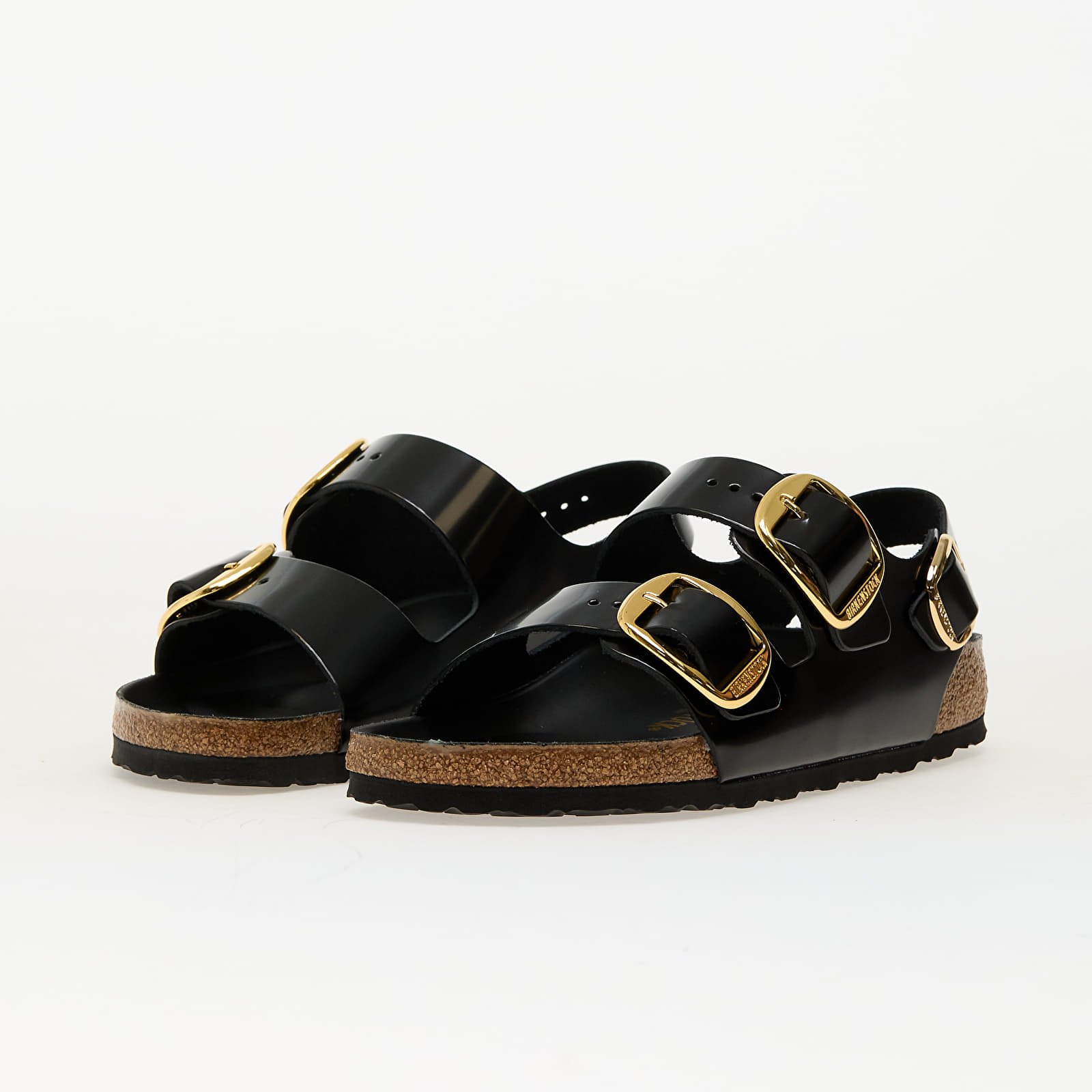 Naiste tossud ja kingad Birkenstock Milano Big Buckle Natural Leather Patent High-Shine Black