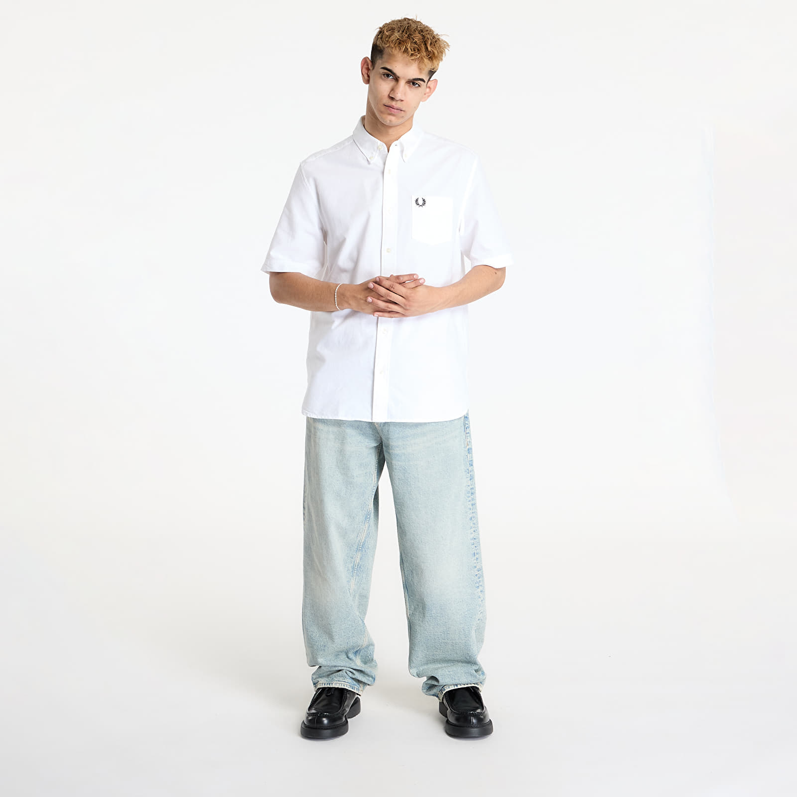 Overhemden FRED PERRY Oxford Shirt White
