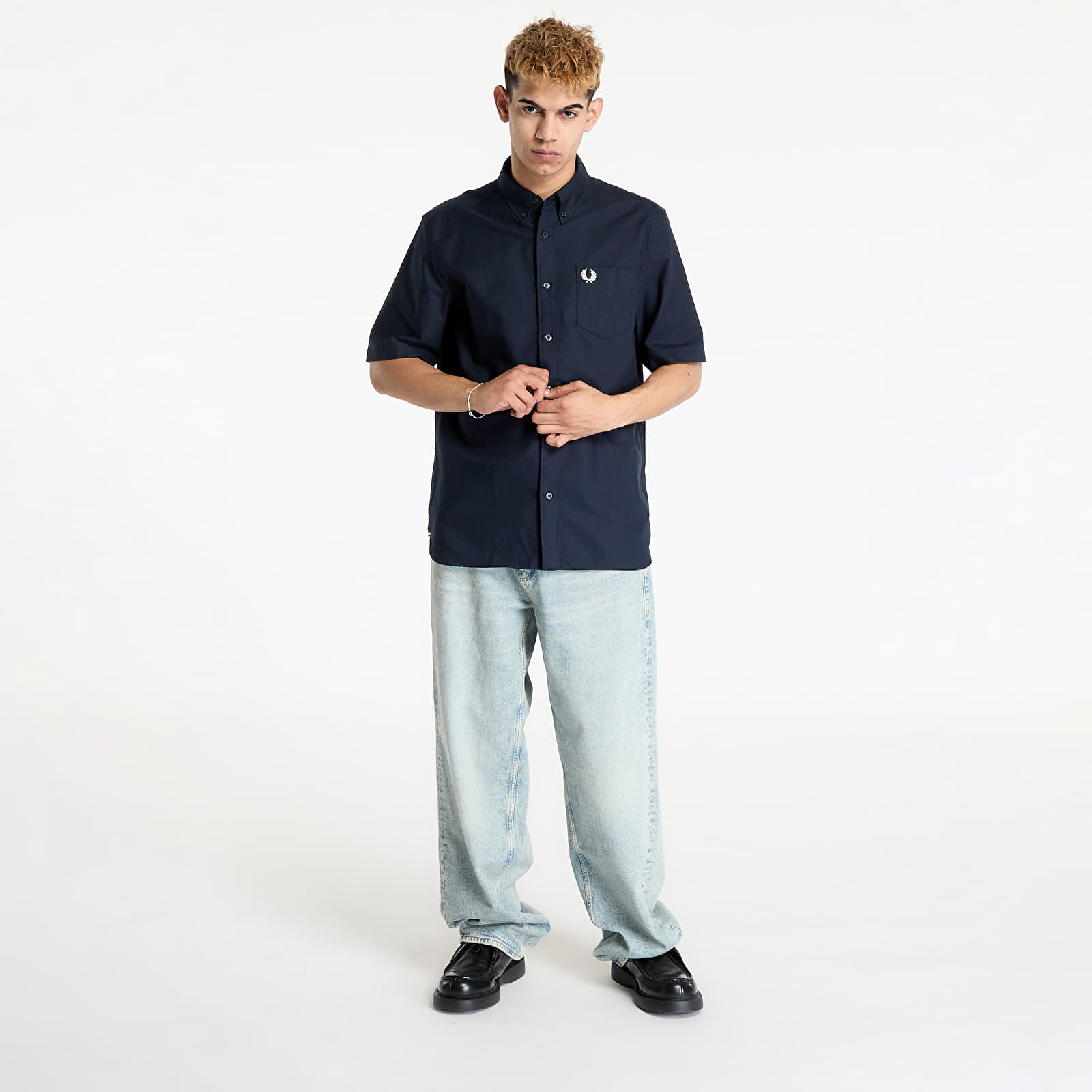 Overhemden FRED PERRY Oxford Shirt Navy