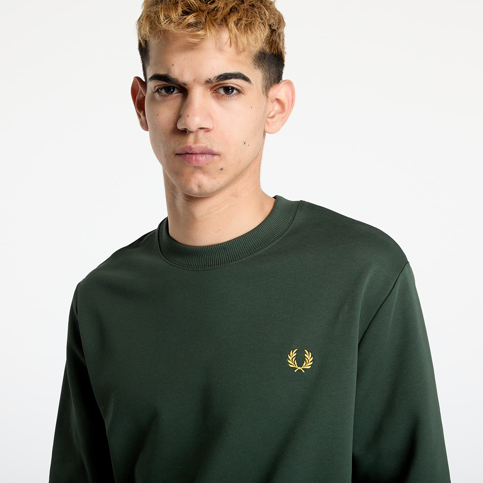 Pánske mikiny FRED PERRY Crew Neck Sweatshirt Court Green