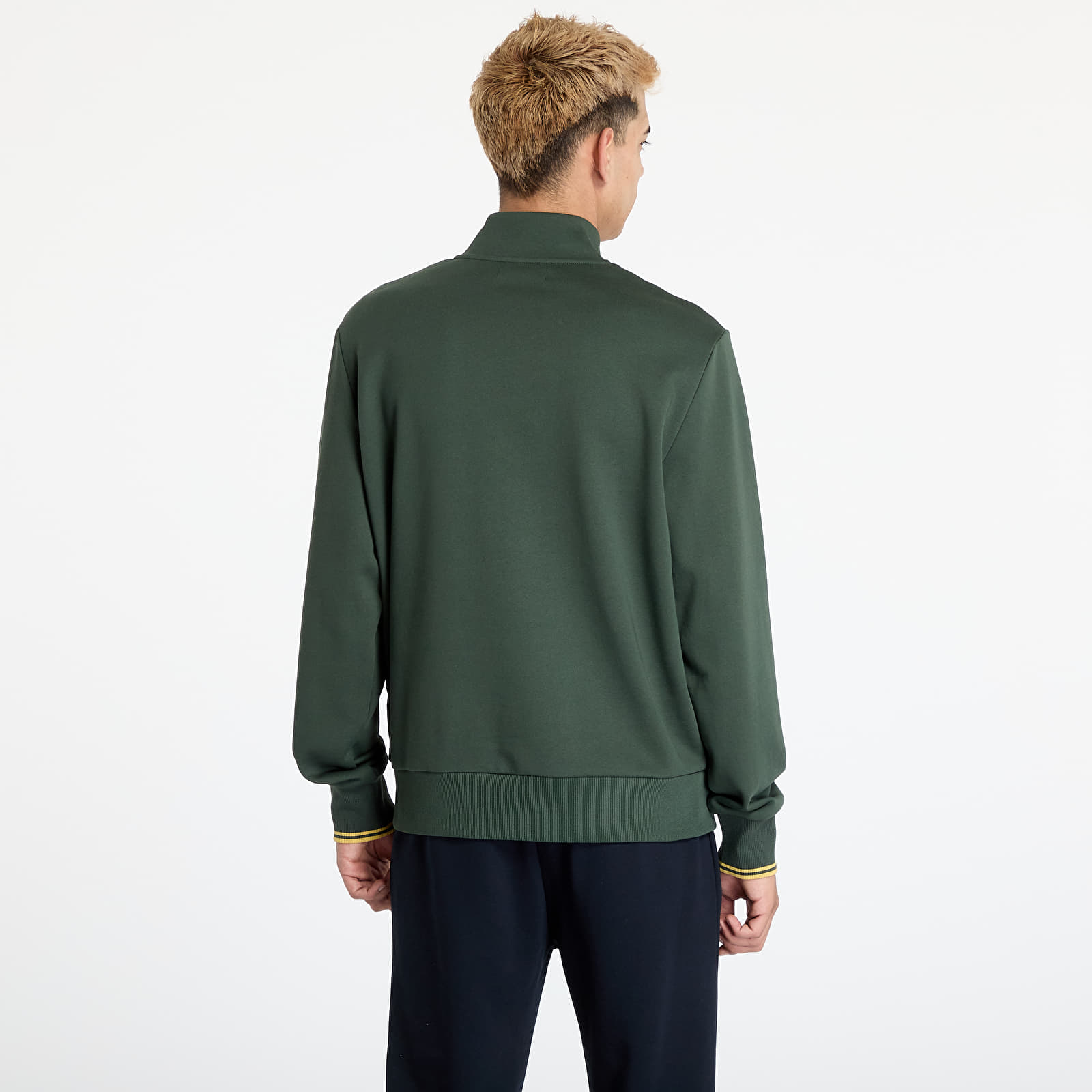 Pánské mikiny FRED PERRY Half Zip Sweatshirt Court Green