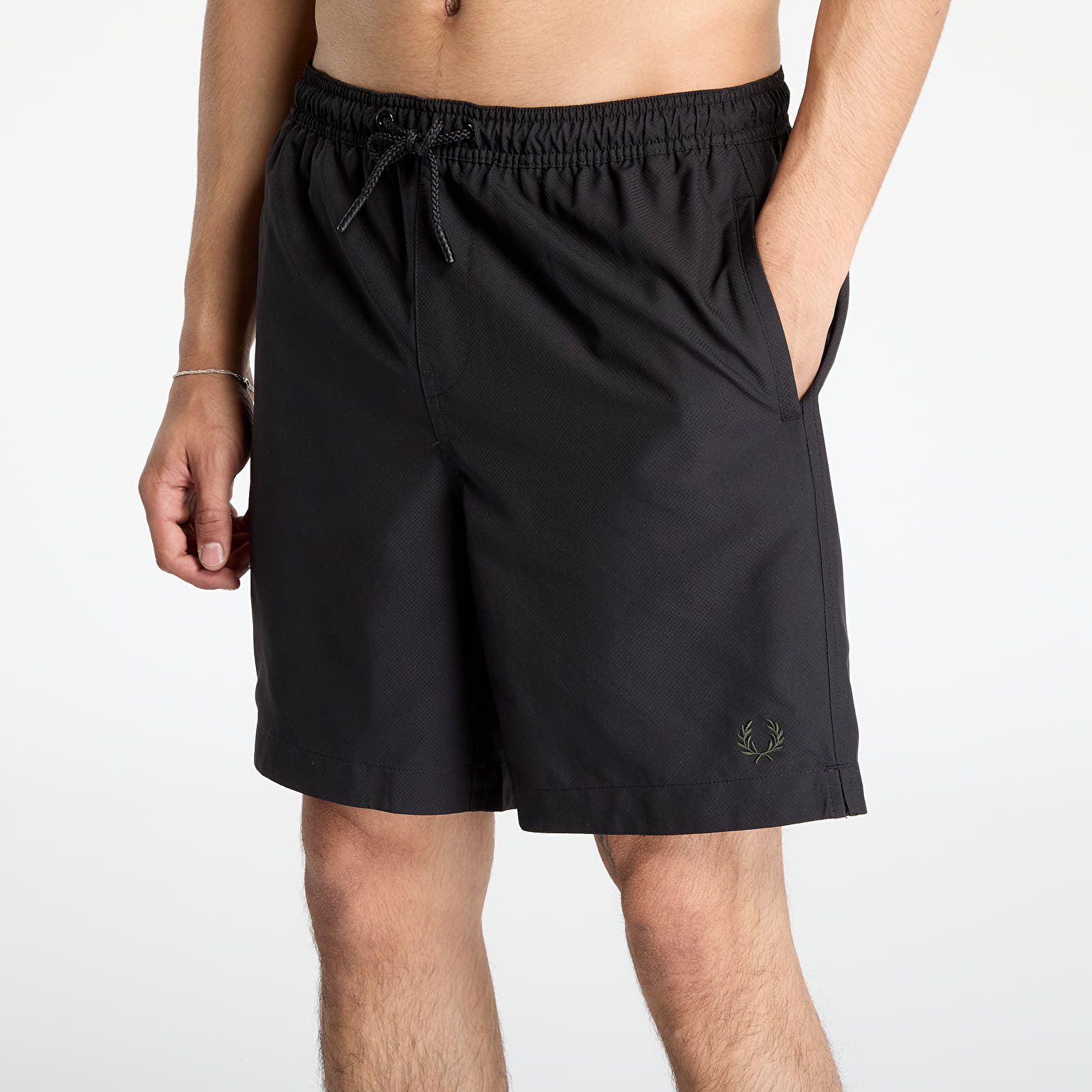 Bañadores de hombre FRED PERRY Classic Swimshort Black/ Green