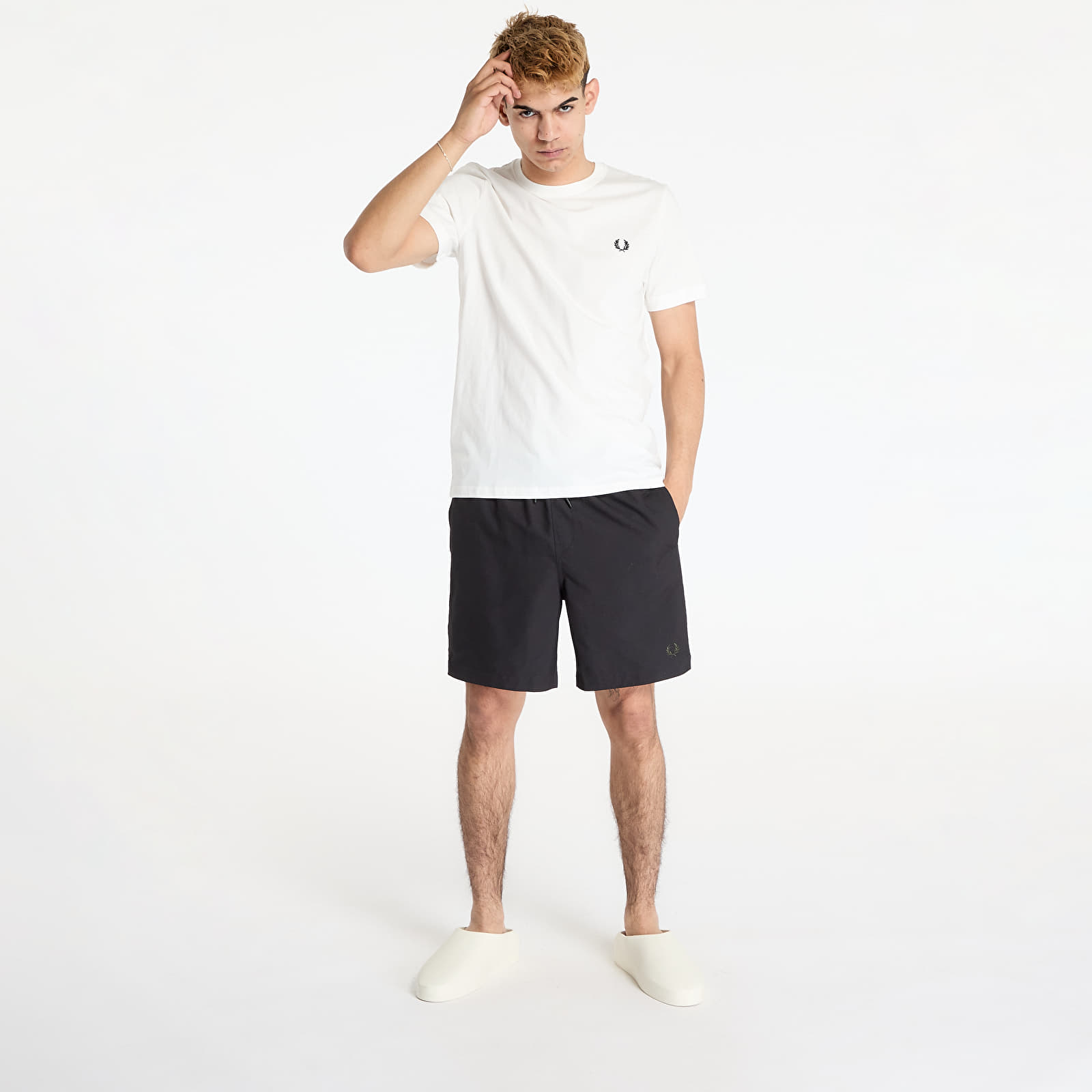 Bañadores de hombre FRED PERRY Classic Swimshort Black/ Green