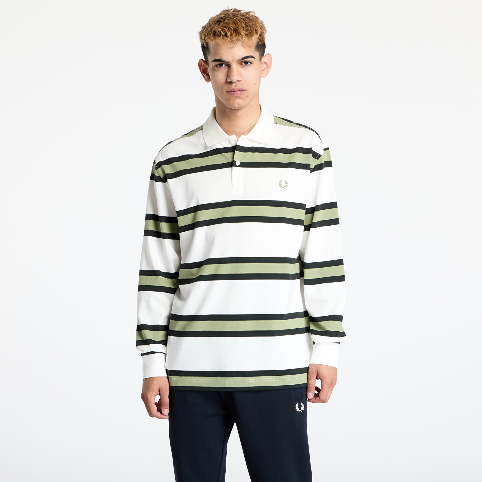 T-skjorter for menn FRED PERRY Jersey Stripe Polo Shirt Light Ecru