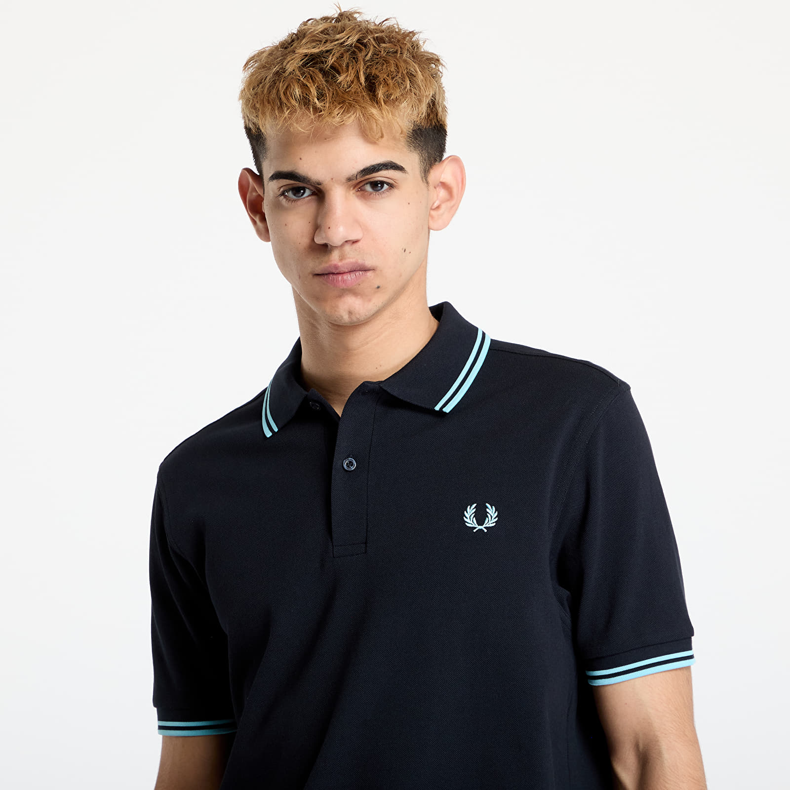 T-skjorter for menn FRED PERRRY Twin Tipped Fred Perry Shirt Navy/ Mint Blue