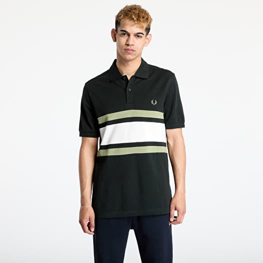 Tricou FRED PERRY Panelled Polo Shirt Night Green