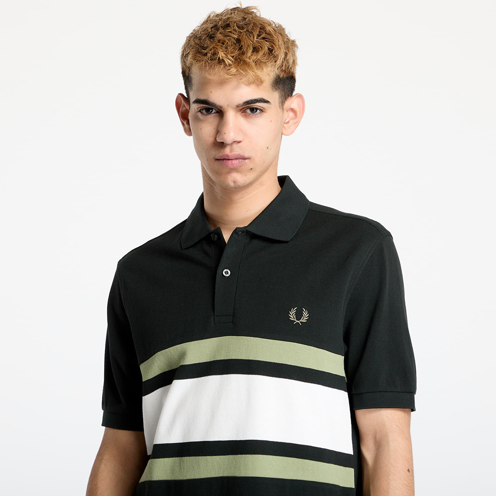 T-shirt FRED PERRY Panelled Polo Shirt Night Green M